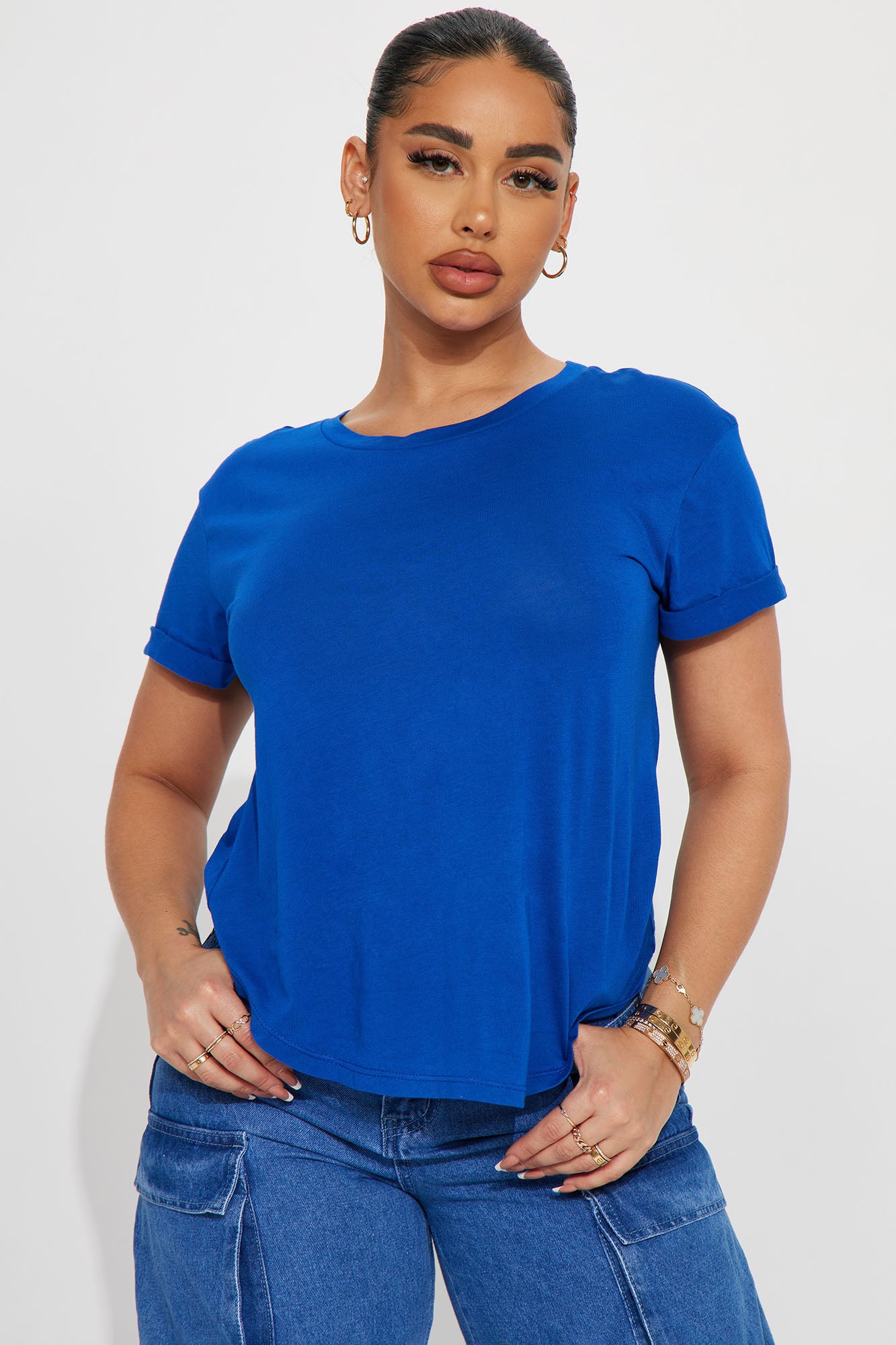 Annie Cuffed Short Sleeve Top