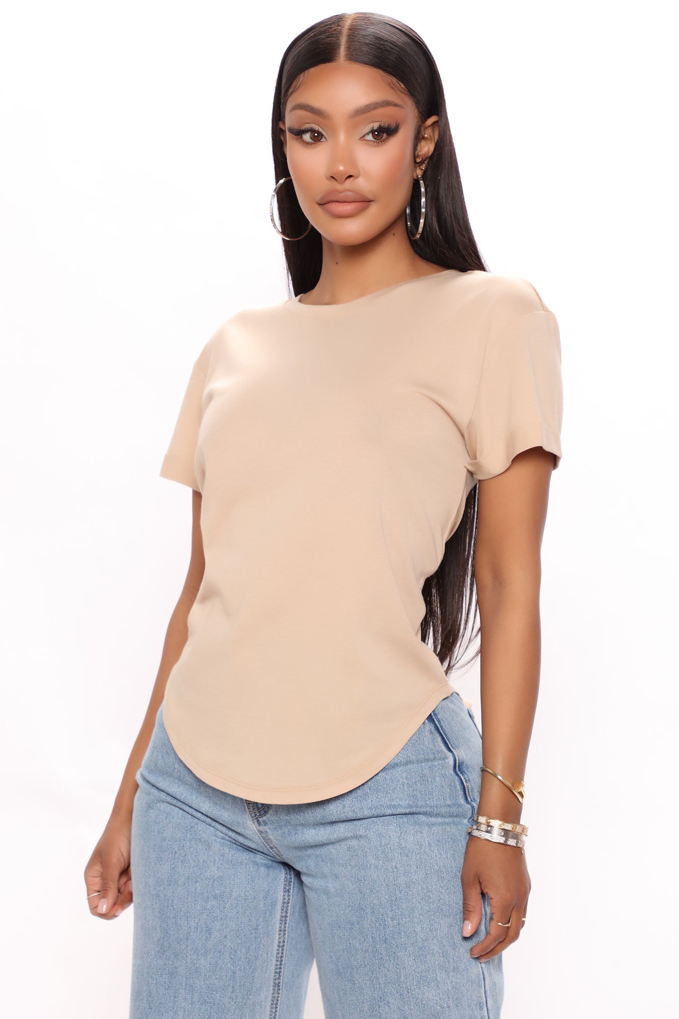 Annie Cuffed Short Sleeve Top