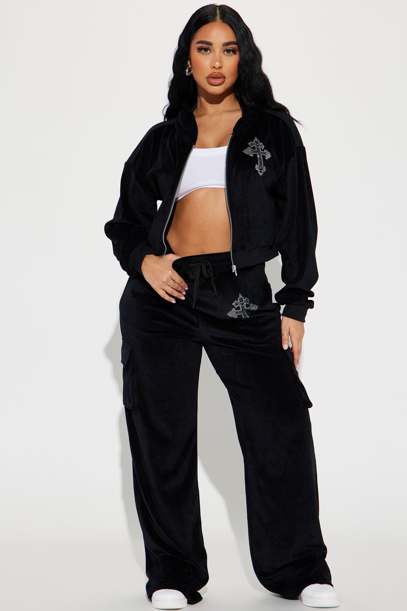 Saint Rhinestone Velour Pant Set