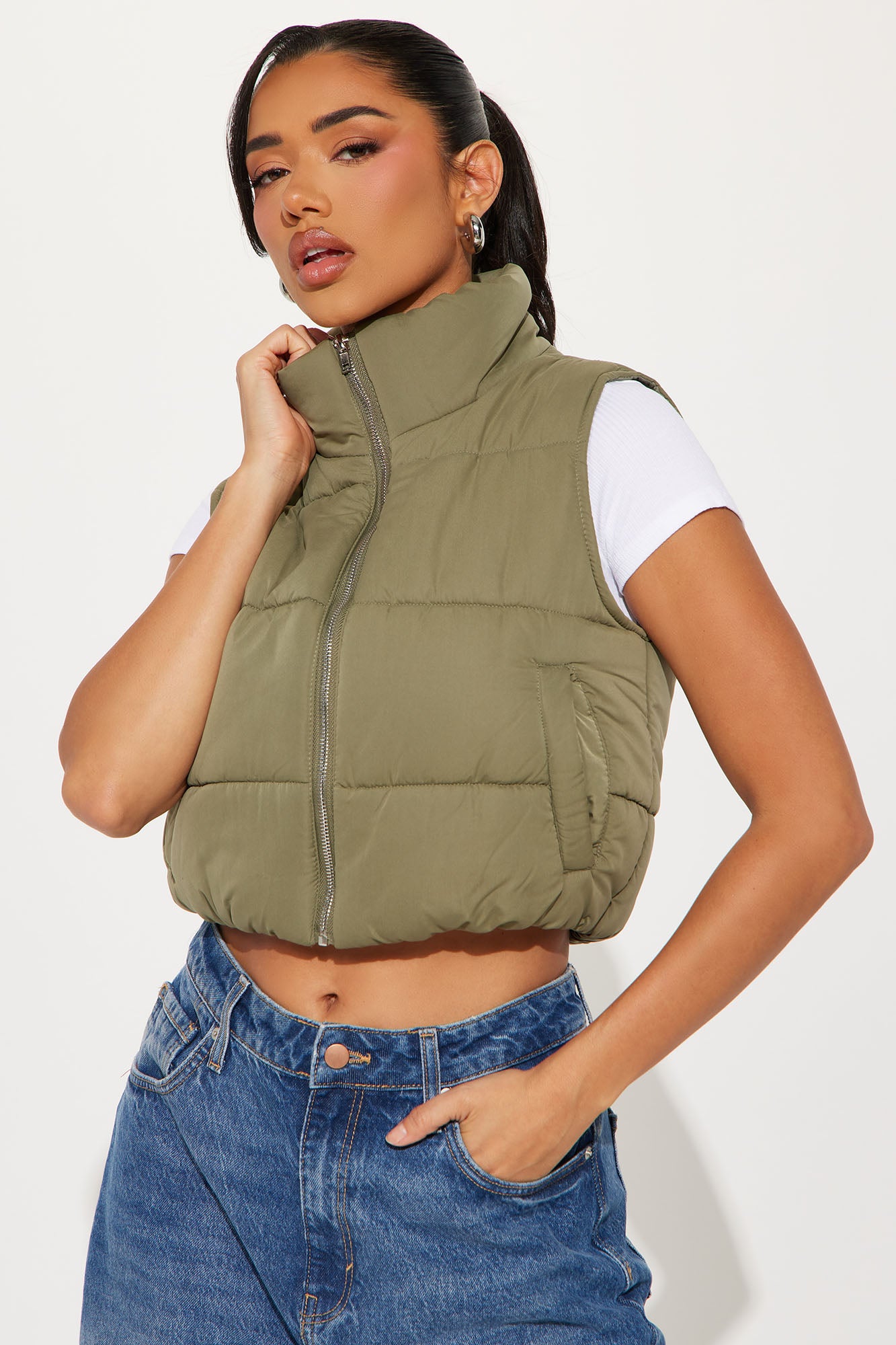 Posie Peach Cotton Puffer Vest