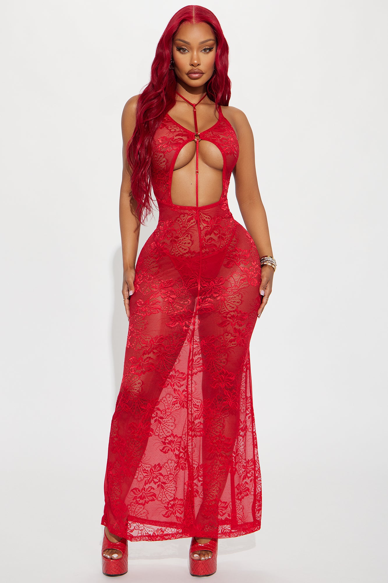 Keep It Sheer Lace Maxi Gown Babydoll
