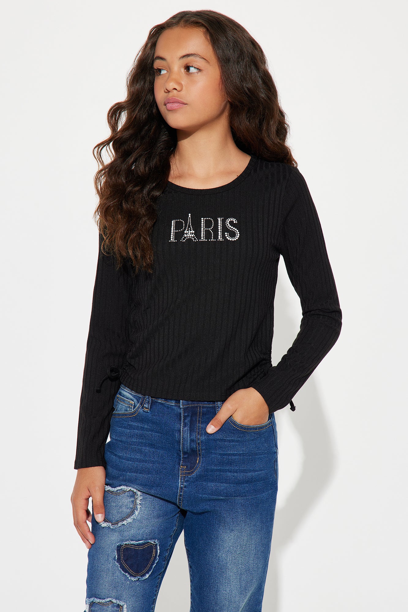 Mini Rhinestone Paris Long Sleeve T-Shirt