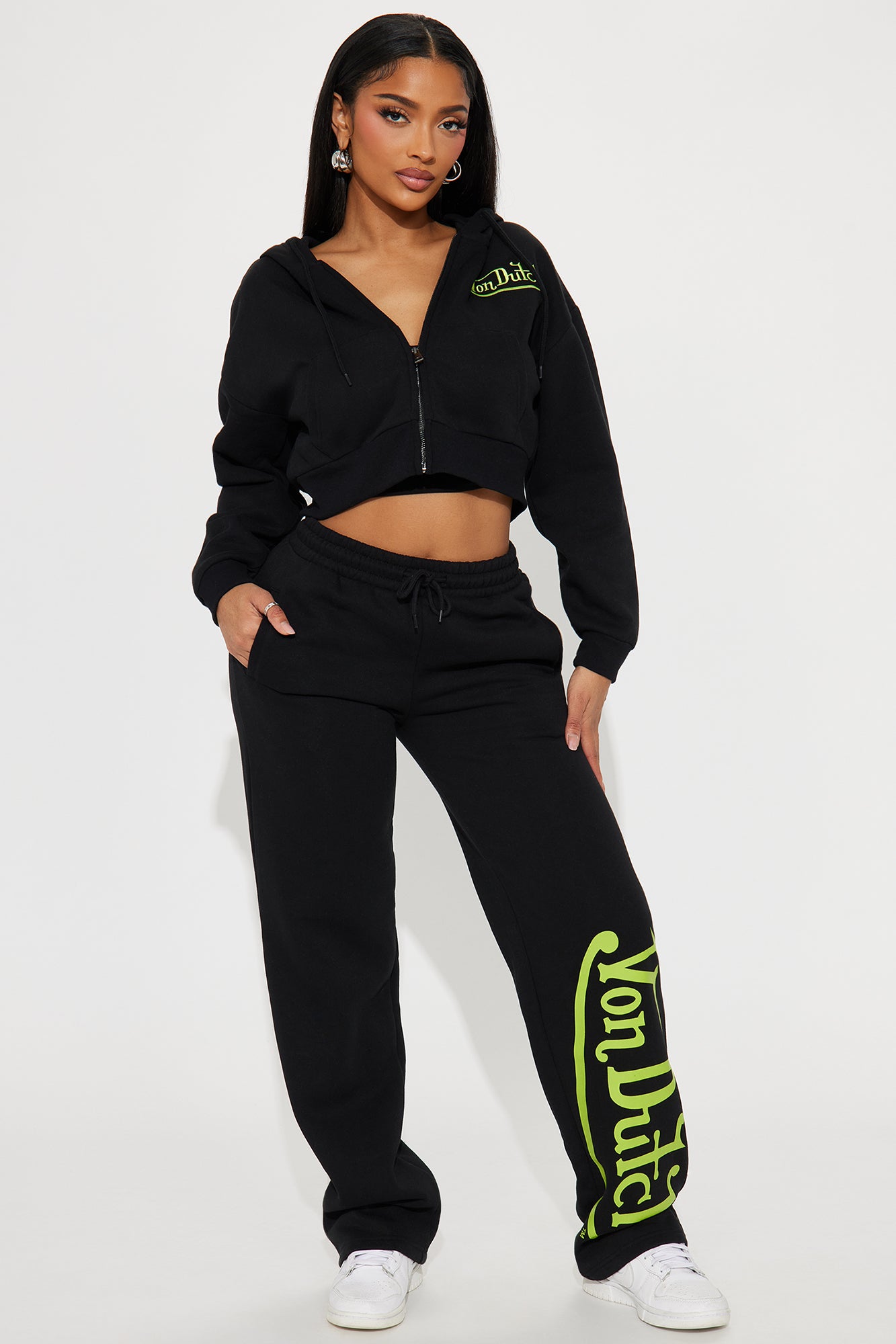 Von Dutch Embroidered Cropped Hoodie