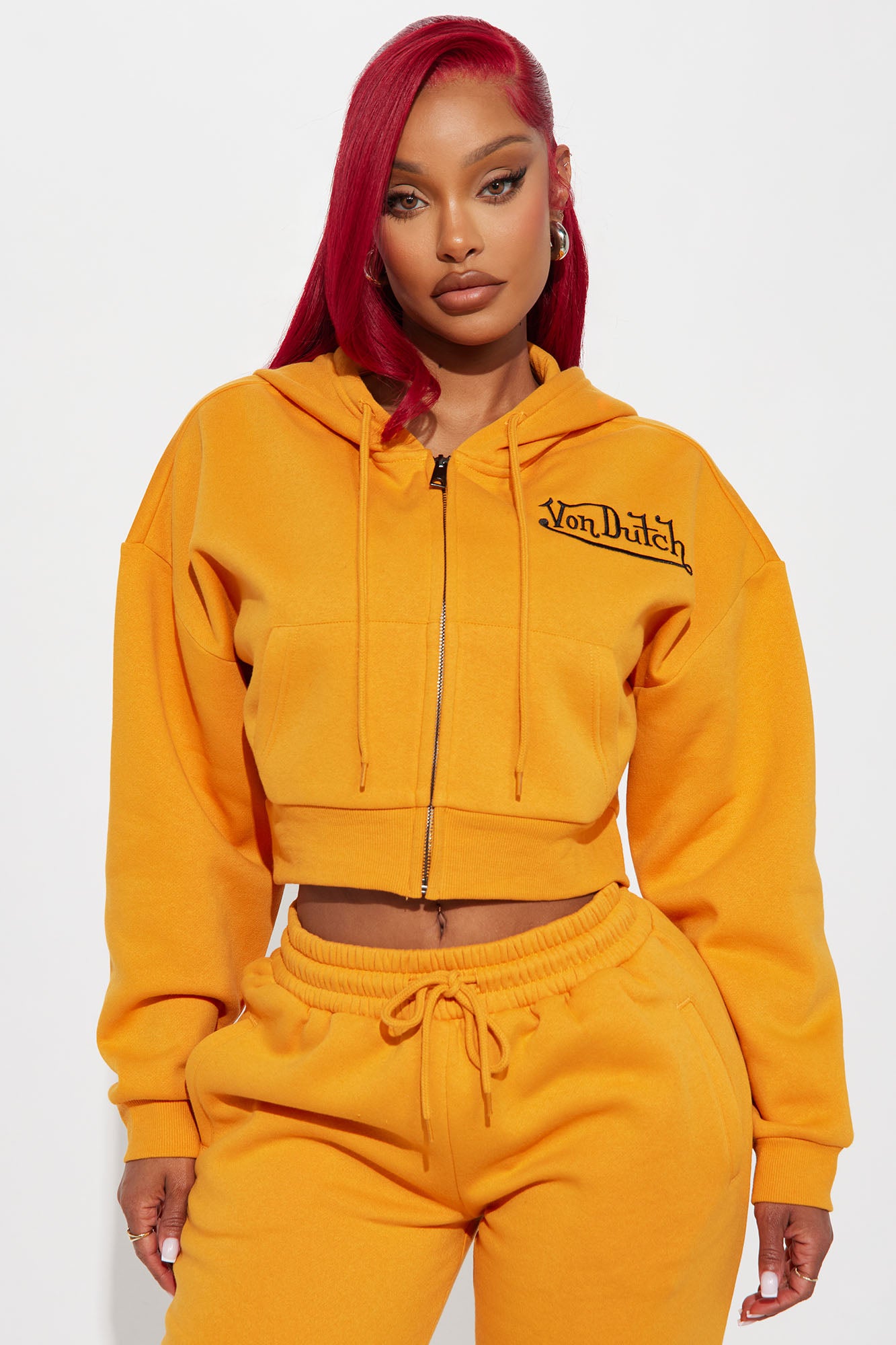 Von Dutch Embroidered Cropped Hoodie