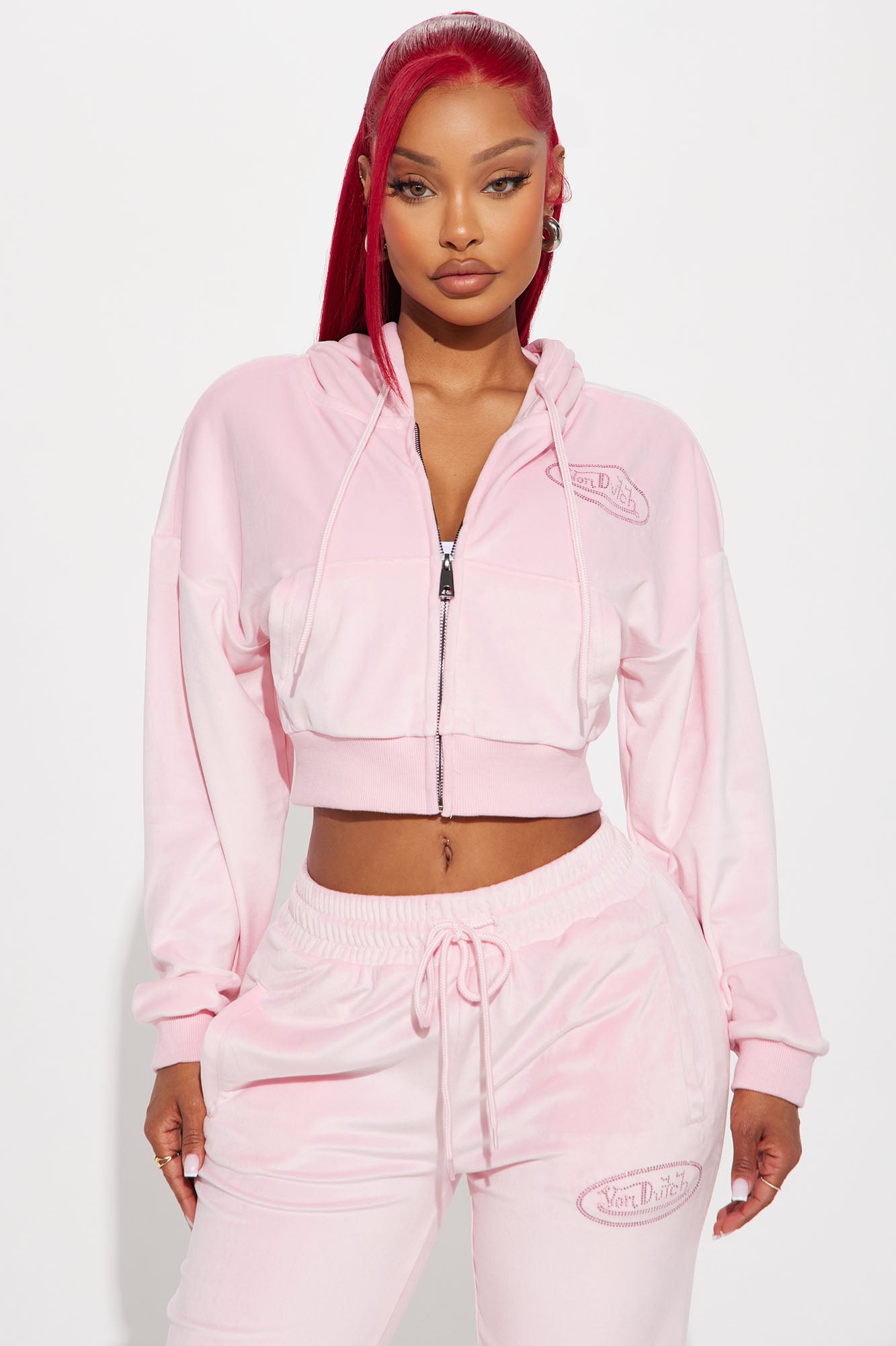 Von Dutch Velour Rhinestone Hoodie