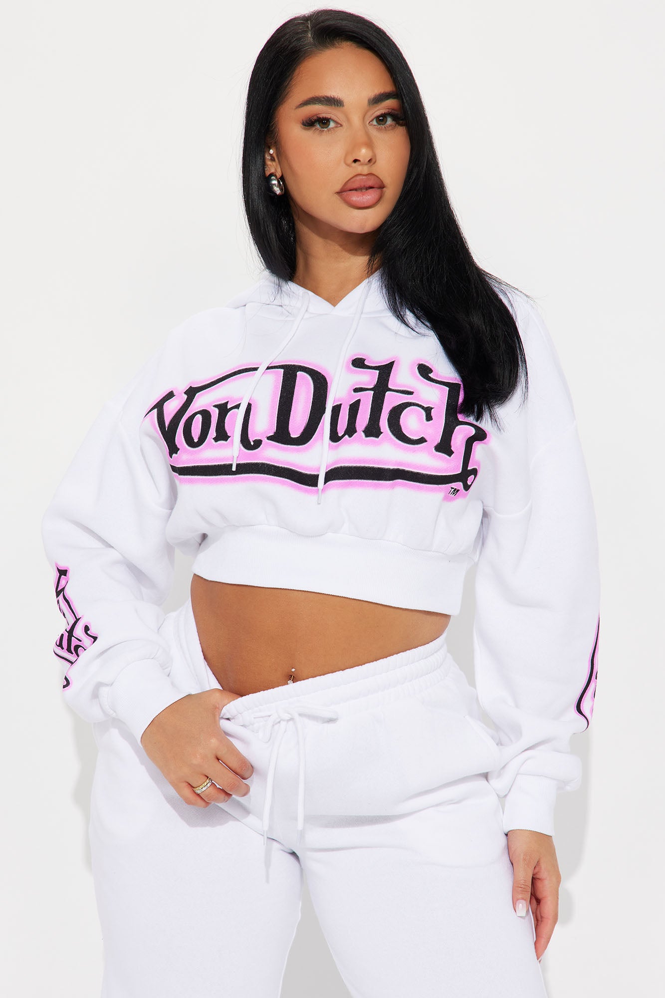 Von Dutch Graffiti Cropped Hoodie