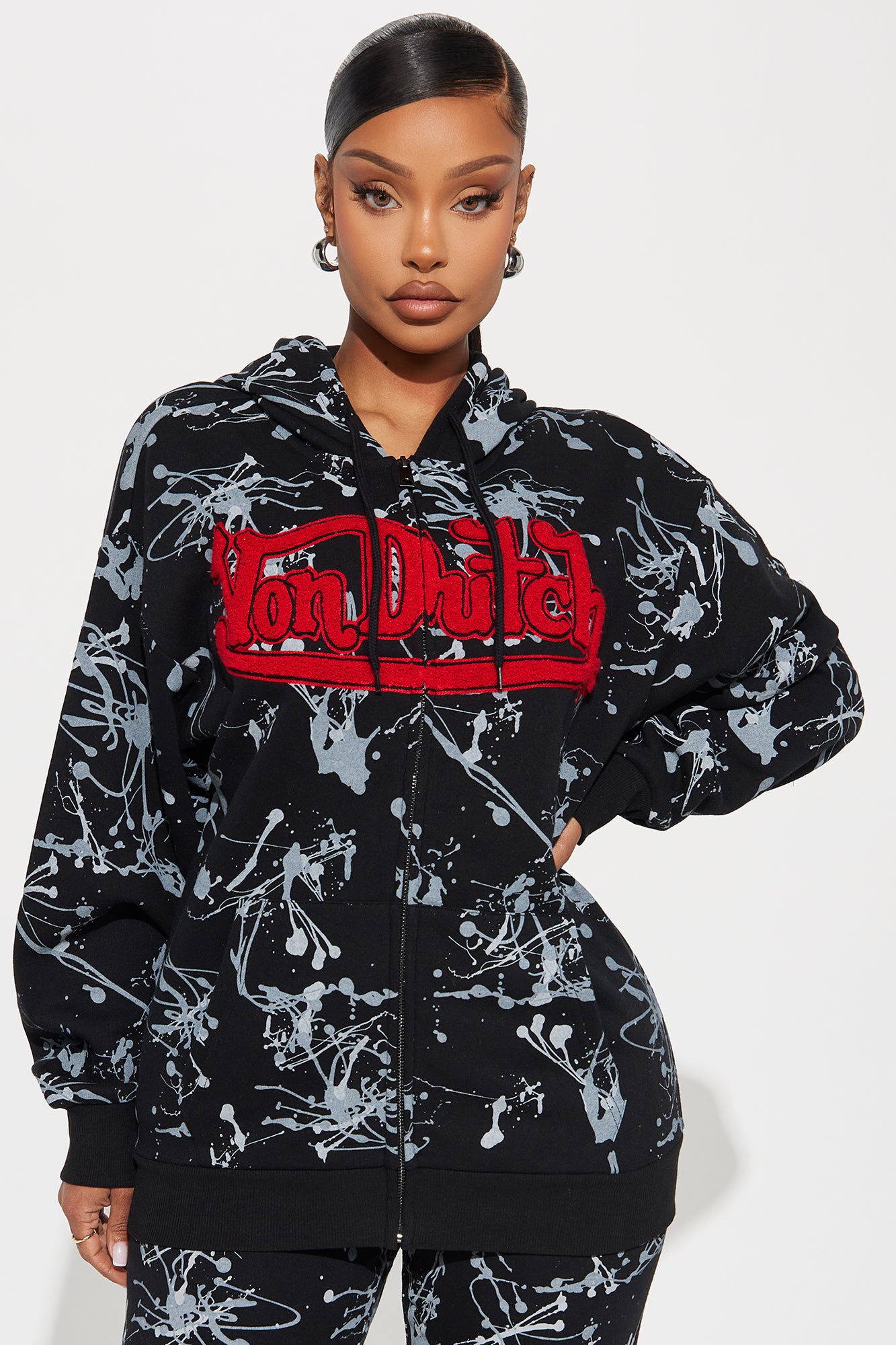 Von Dutch Abstract Zip Up Hoodie