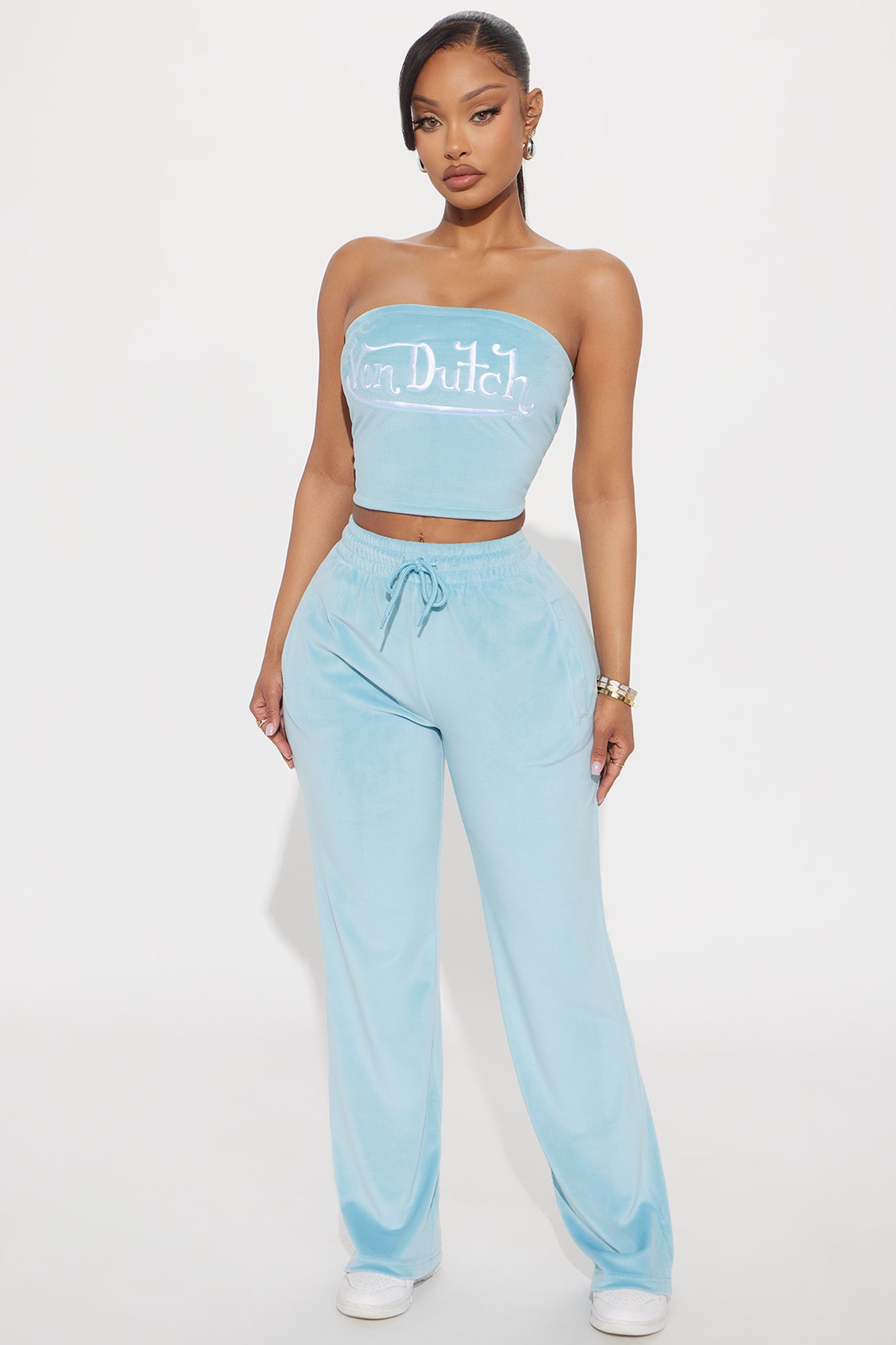 Von Dutch Velour Wide Leg Pant