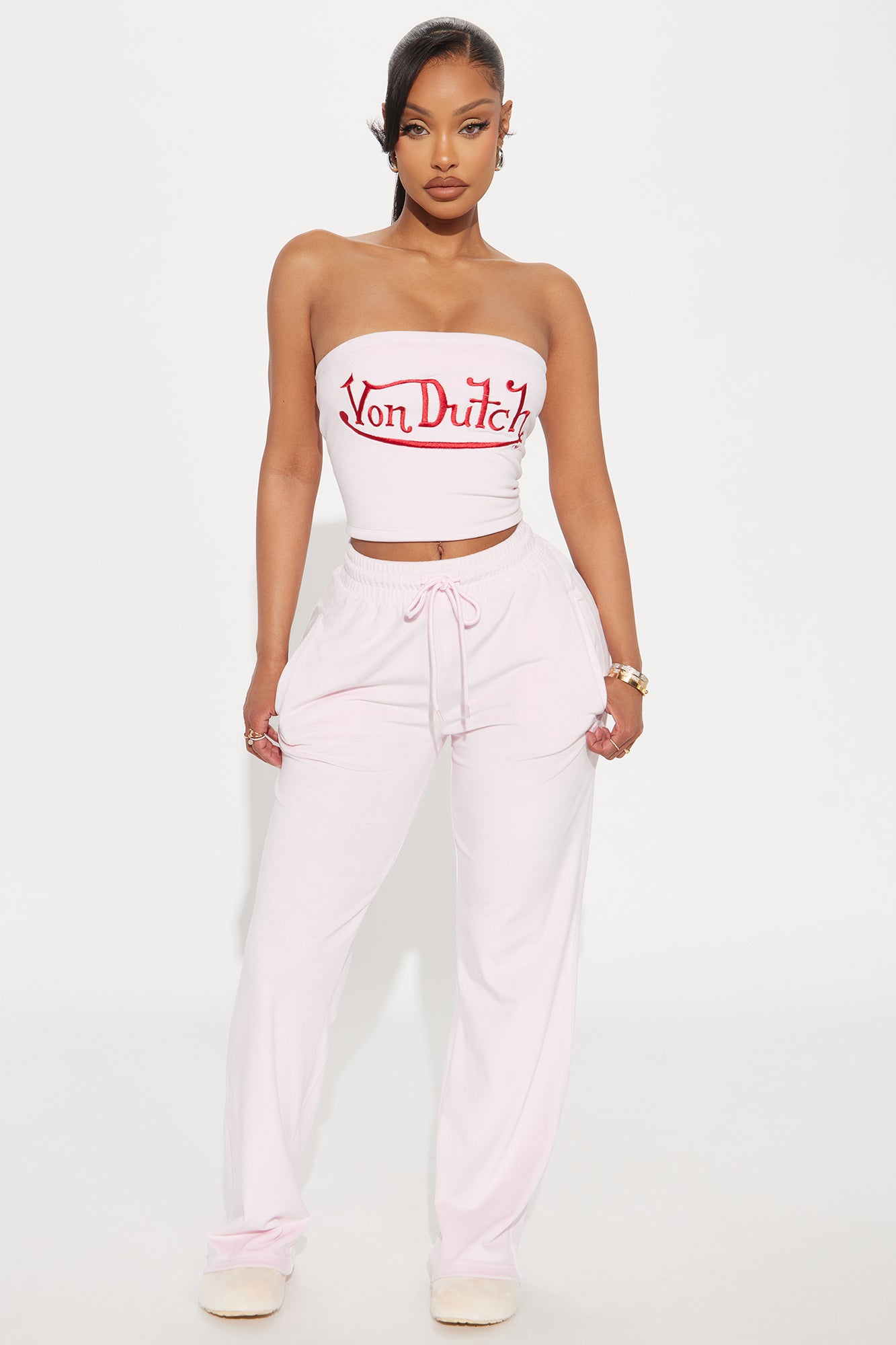 Von Dutch Velour Wide Leg Pant