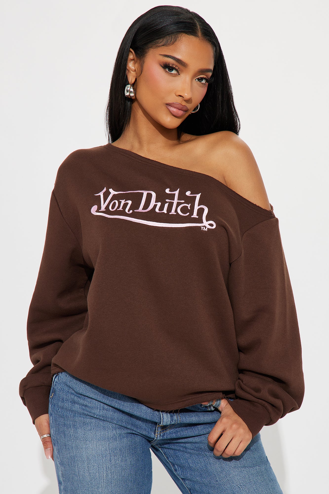 Von Dutch Classic Off Shoulder Sweatshirt