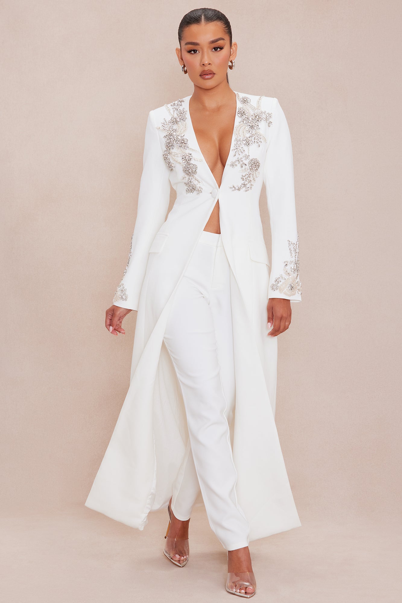 Gracelyn Embellished Maxi Blazer Suit Set