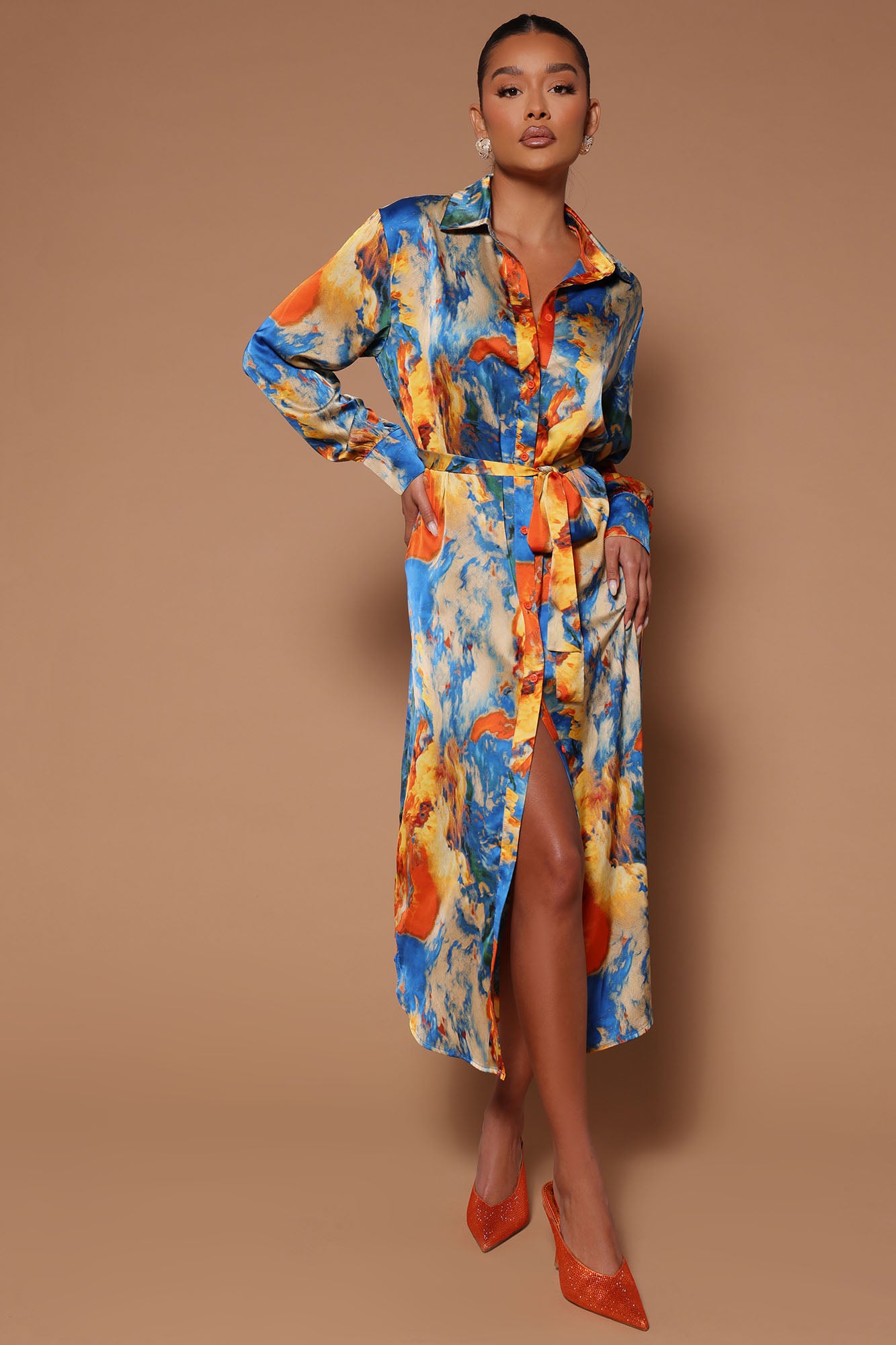 Valerie Satin Midi Dress