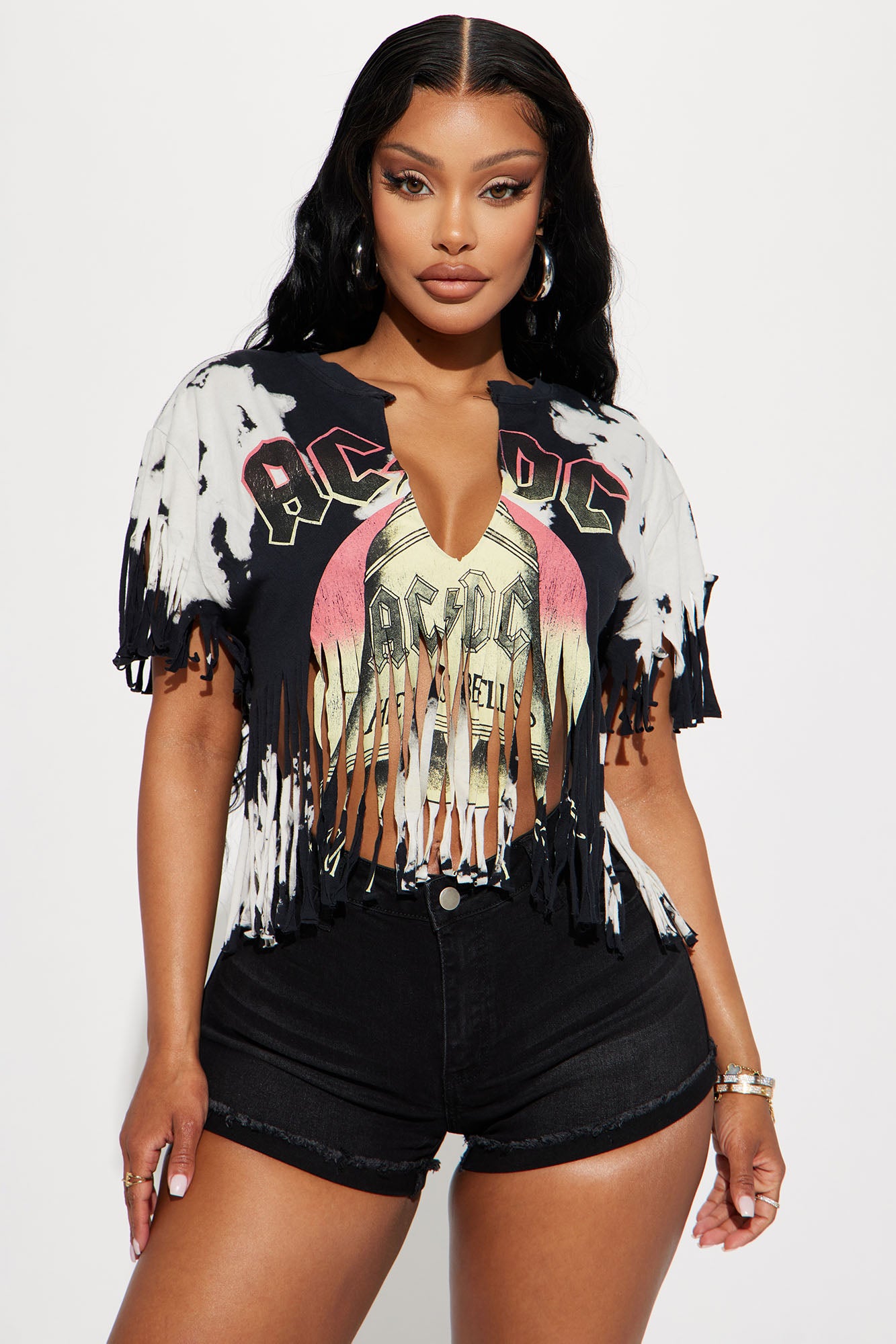 ACDC Tie Dye Fringe Top