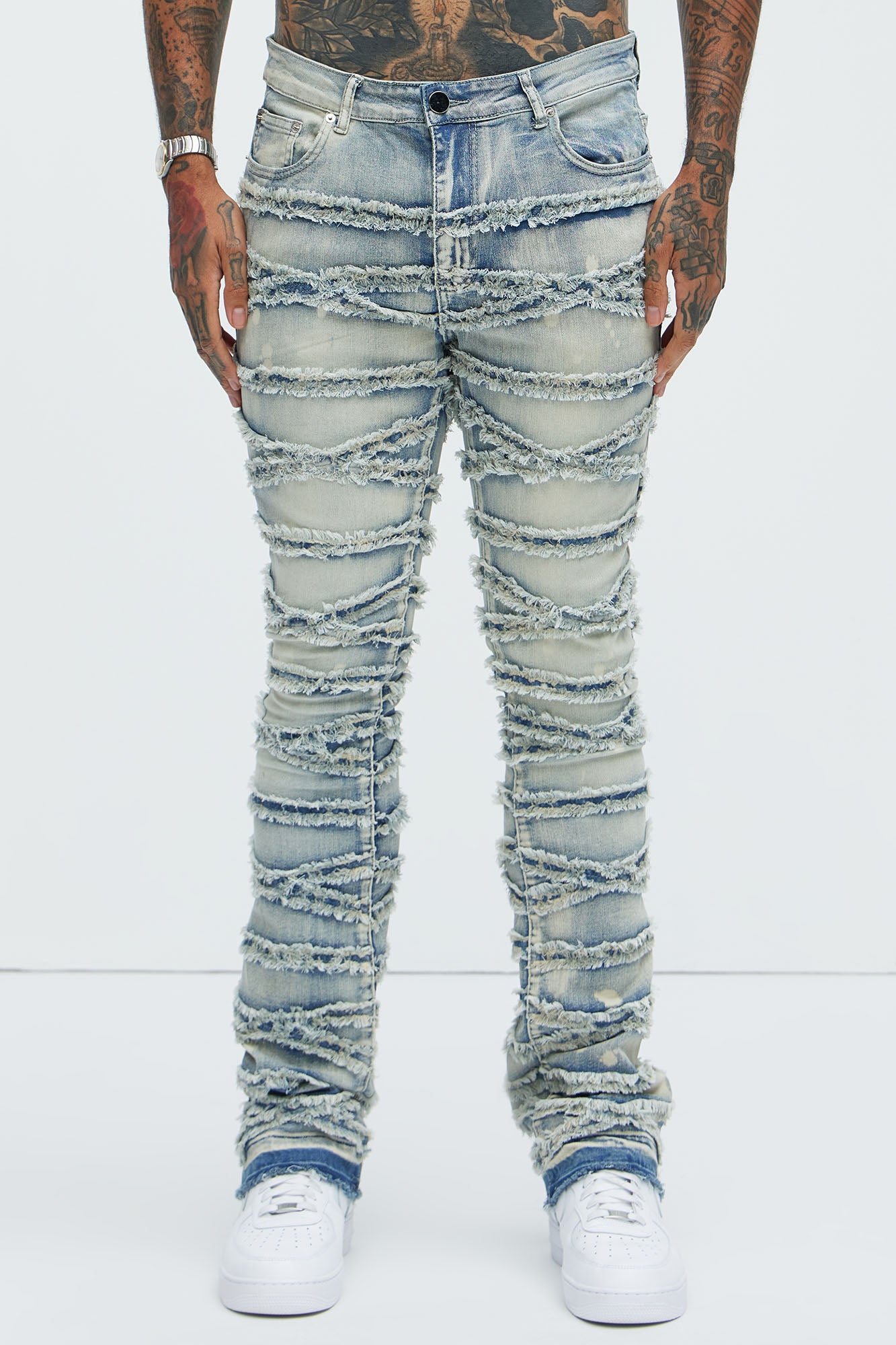 Don't Be Frayed Stacked Skinny Flare Jeans