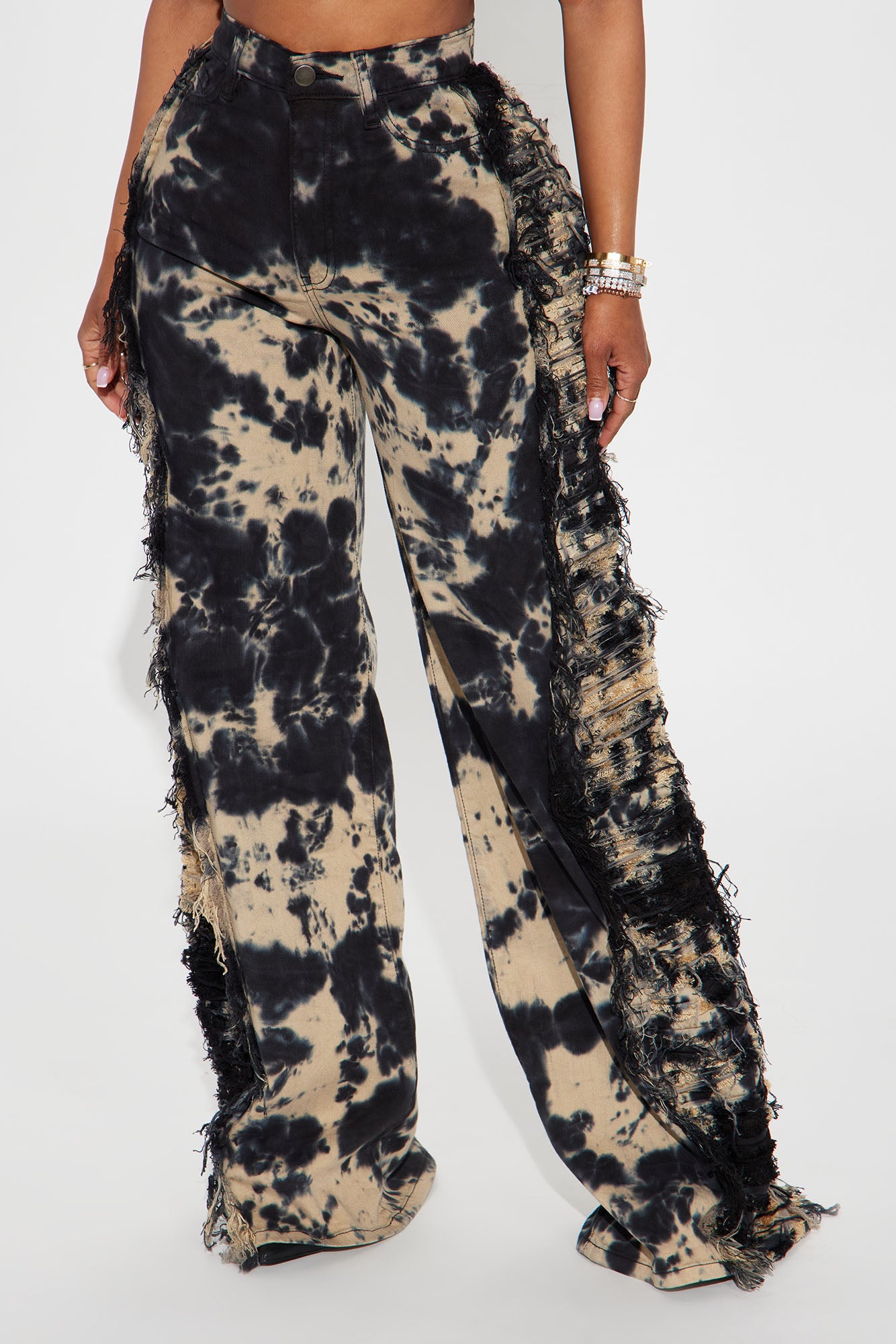 Front Row Shredded Wide Leg Jeans