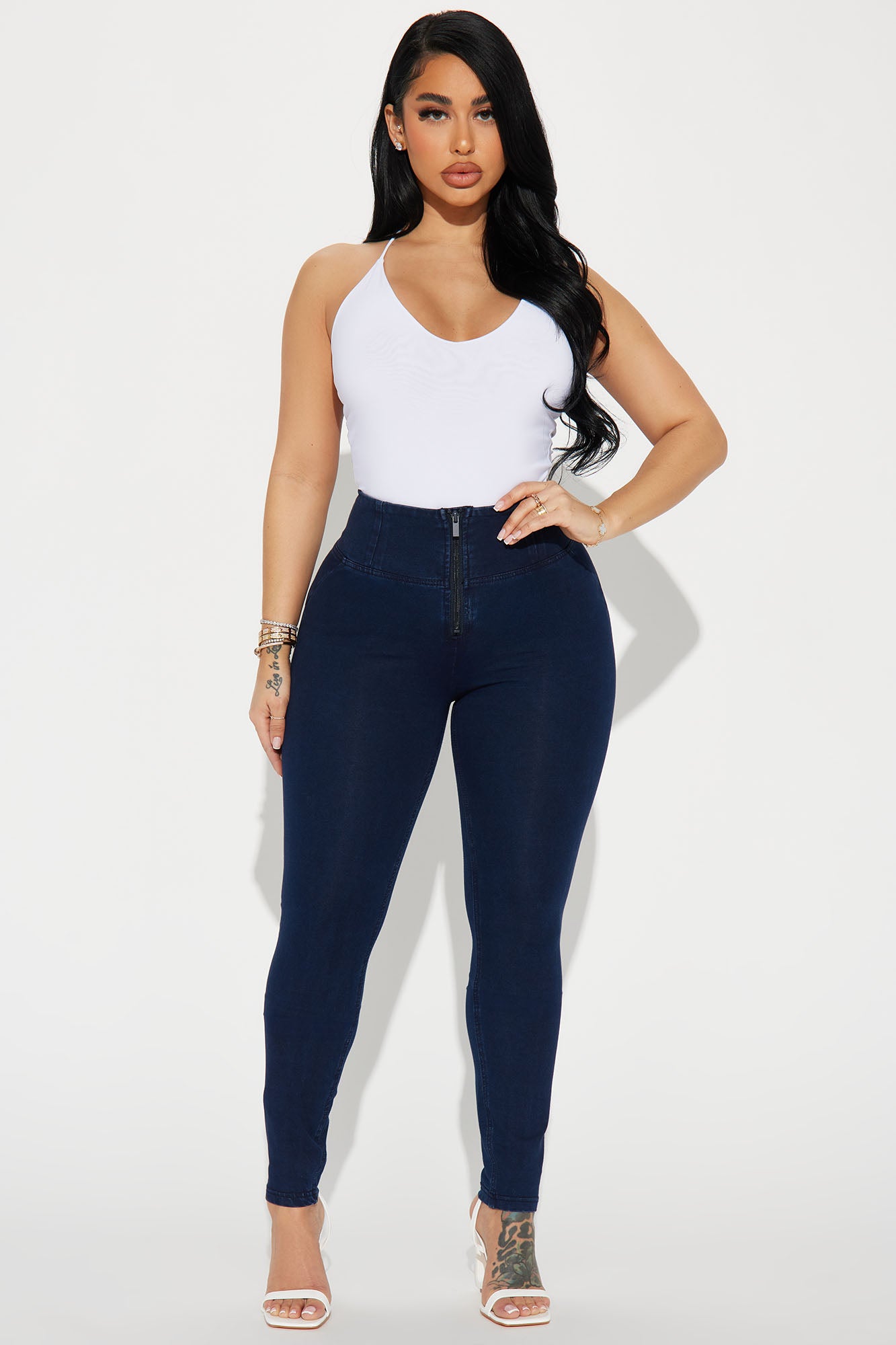 Getting Every Angle Knit Denim Skinny Jeans