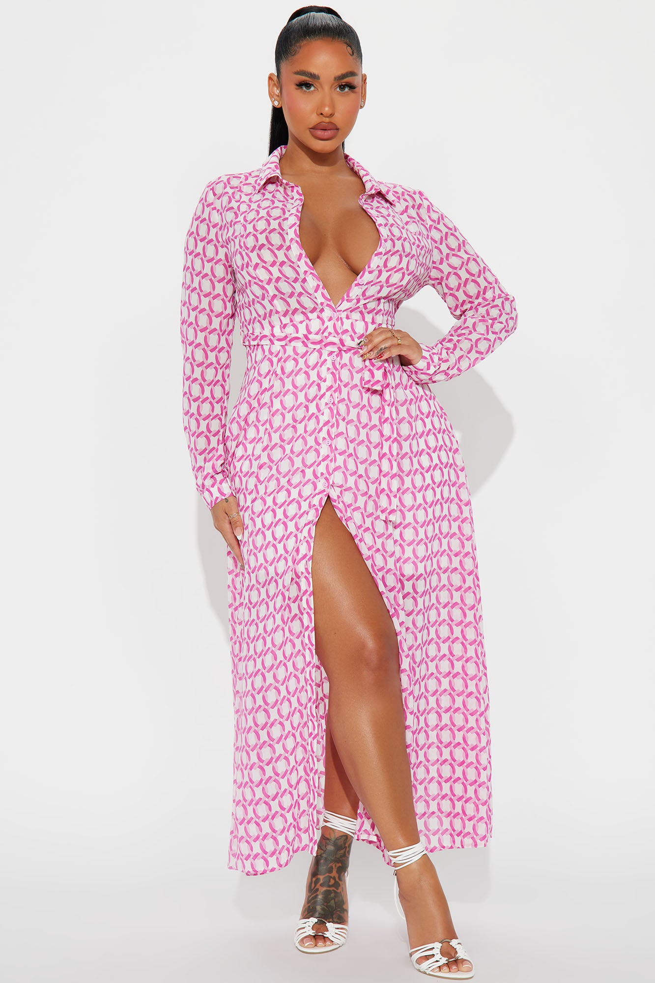 Tara Chiffon Midi Shirt Dress