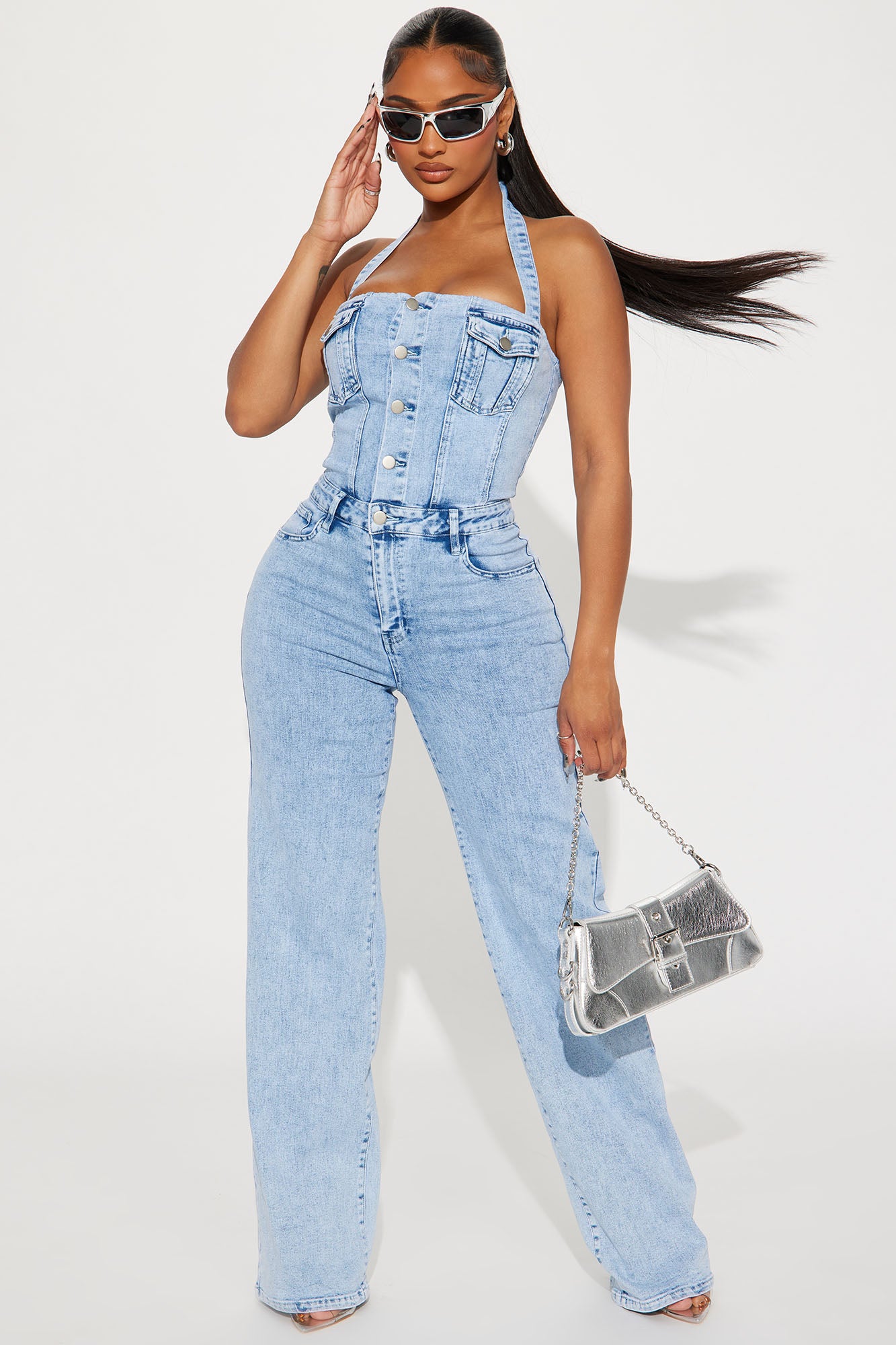 Stay Around Denim Jumpsuit