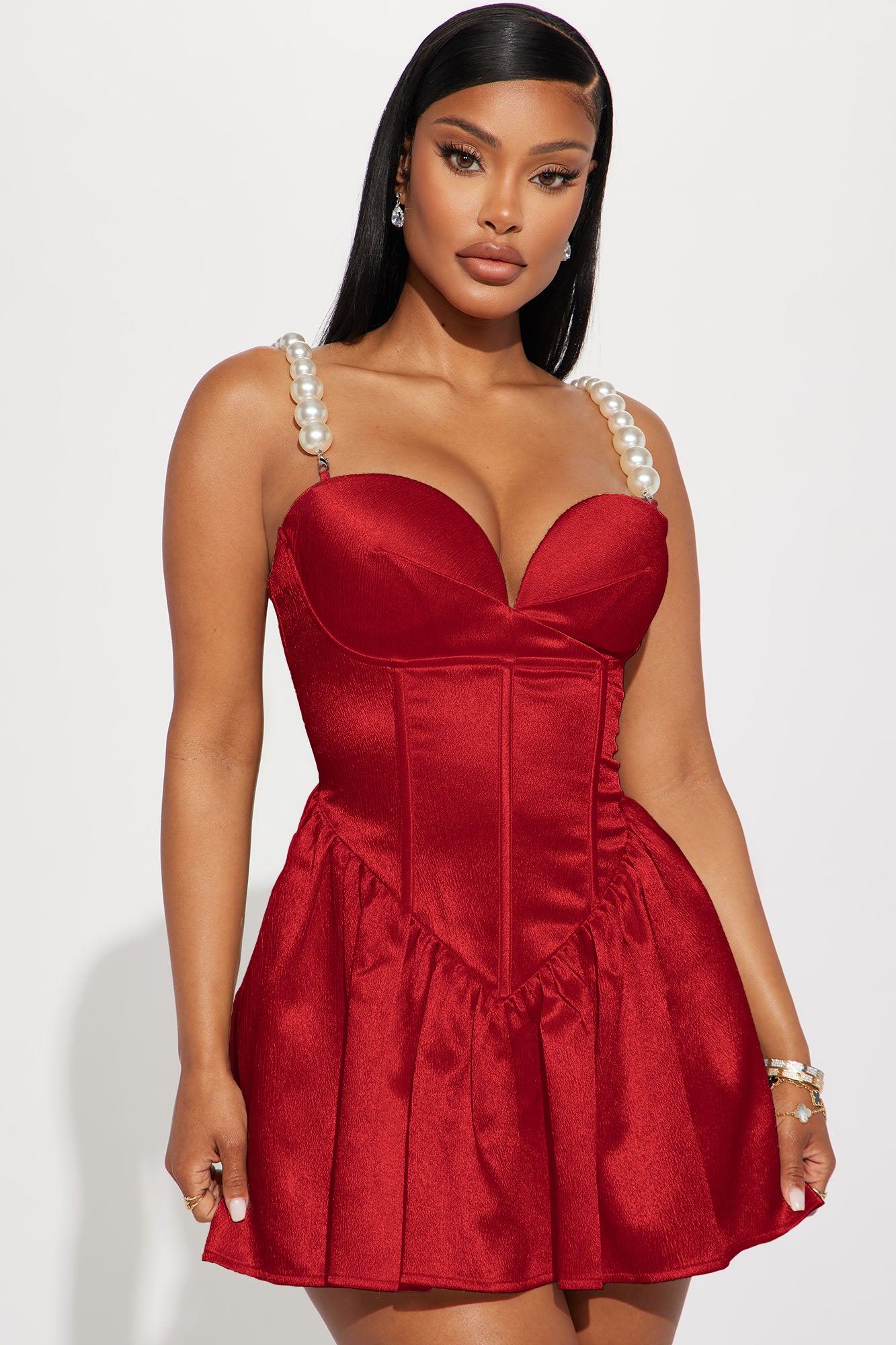 Pearly Girl Satin Mini Dress