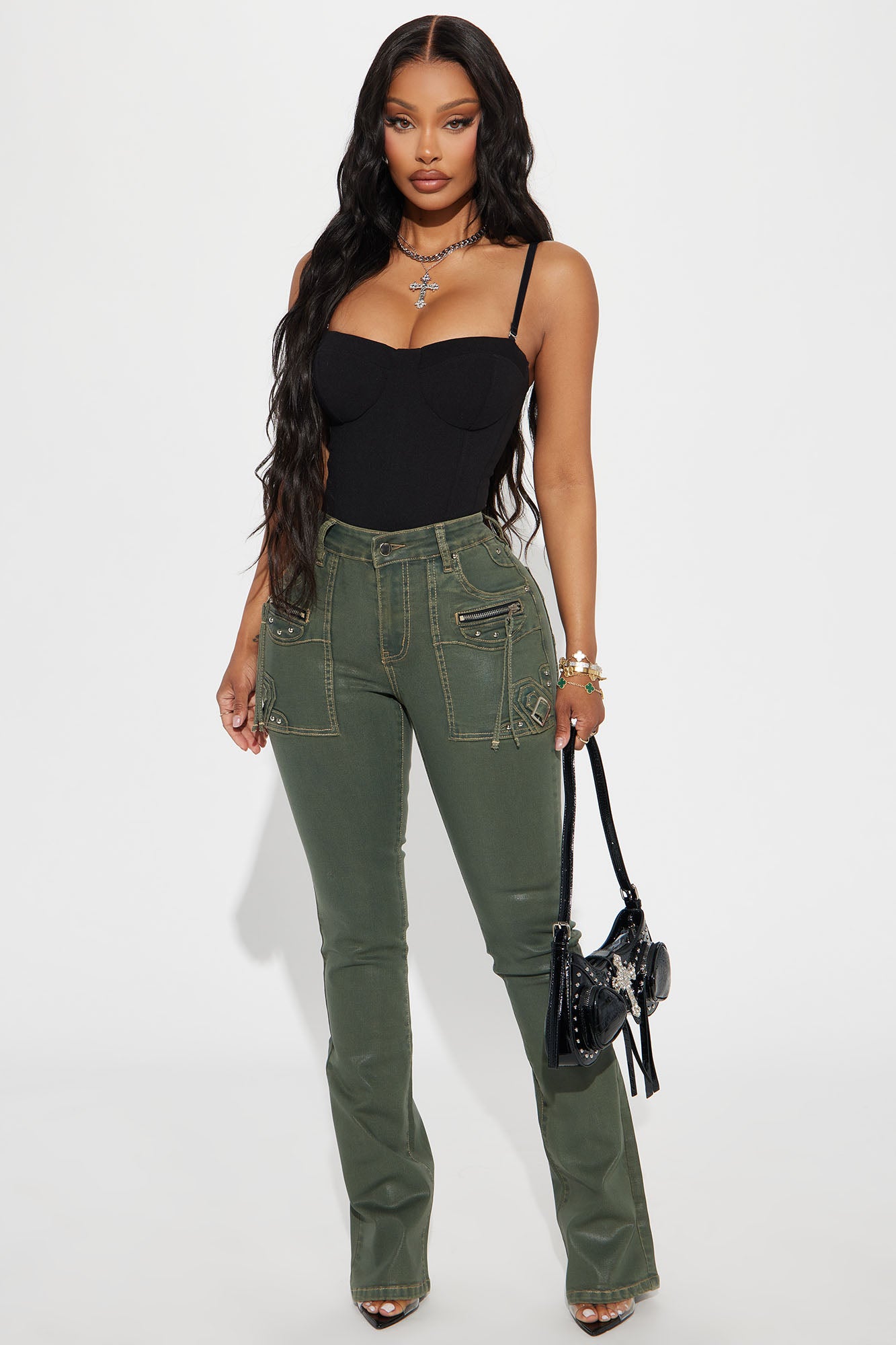 Getting Through To You Coated Stretch Bootcut Jeans