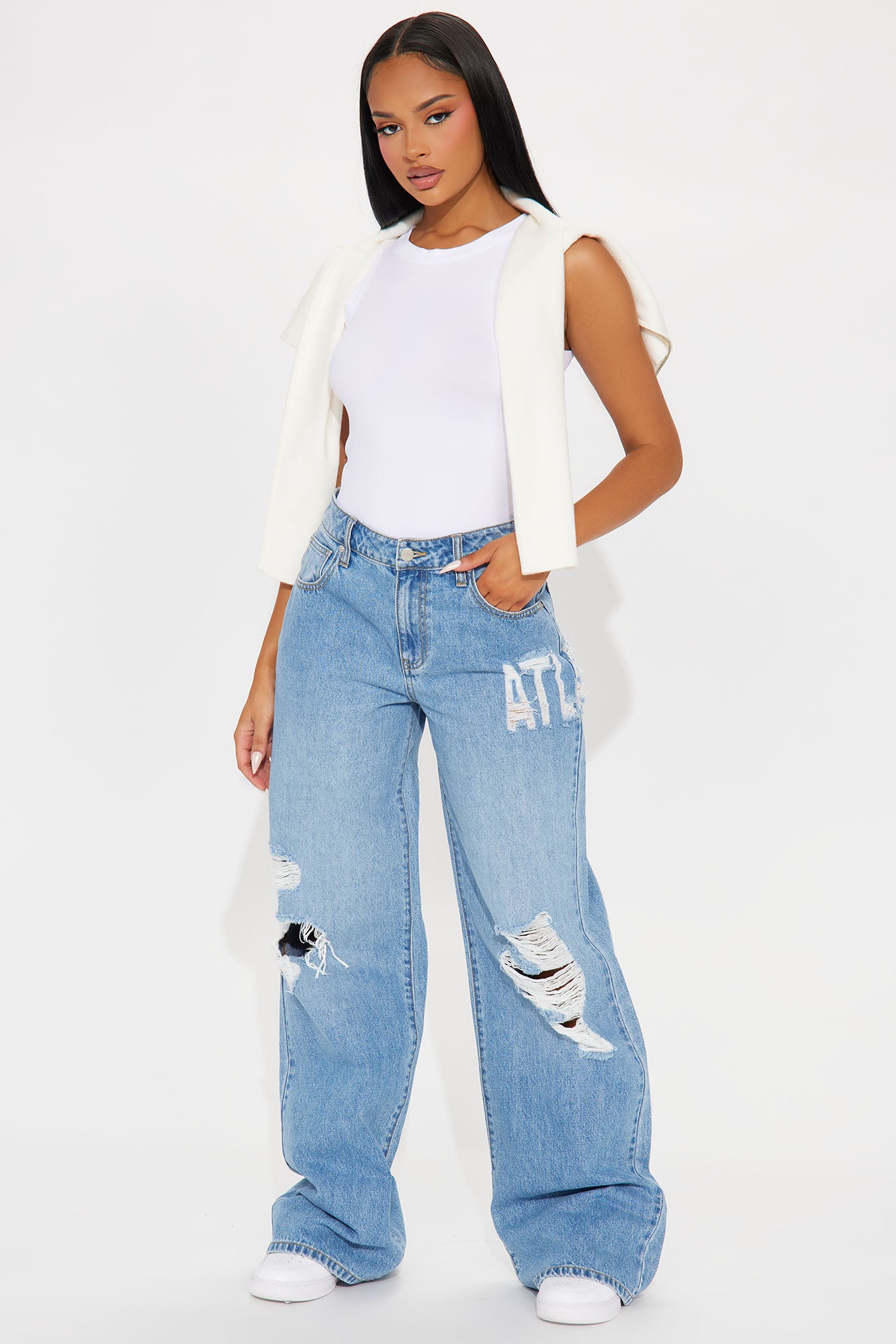 Tall Hometown Honey Atlanta Ripped Baggy Jeans