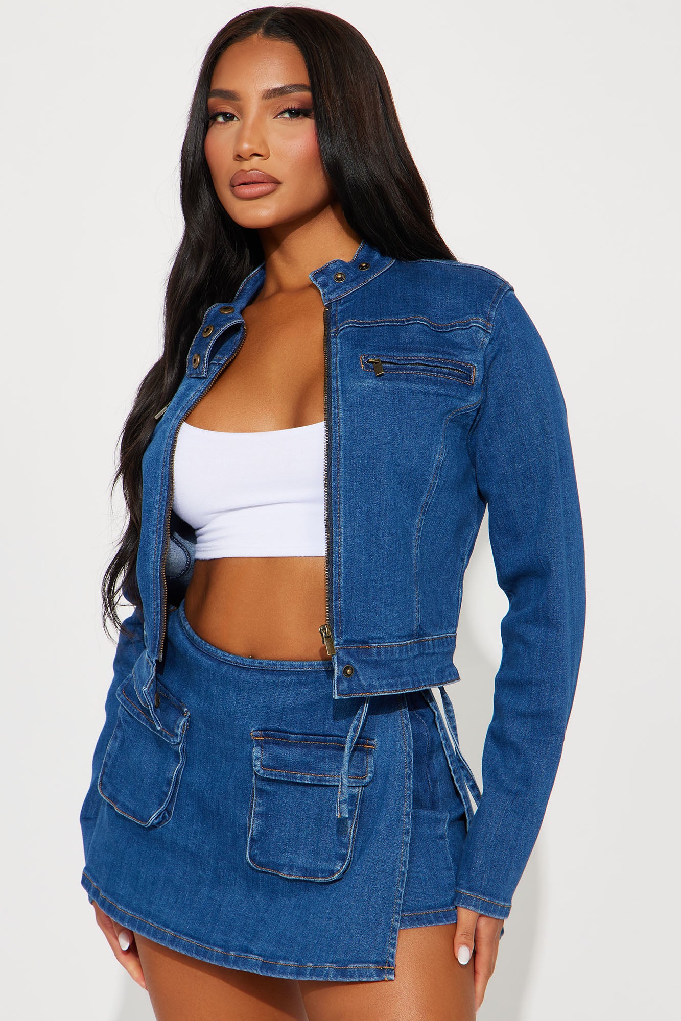 Stay Chic Denim Skort Set