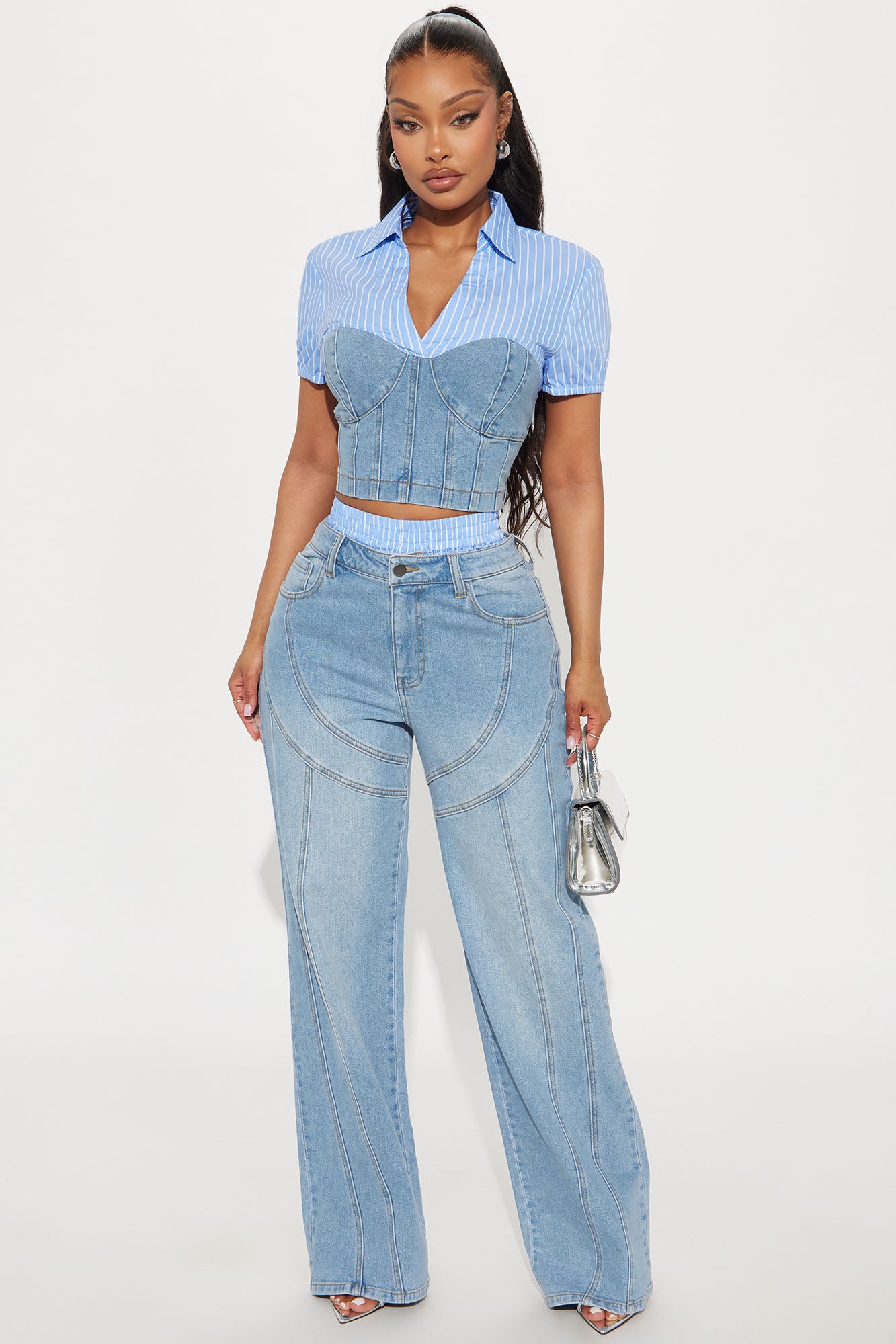 Daria Denim Boxer Pant Set