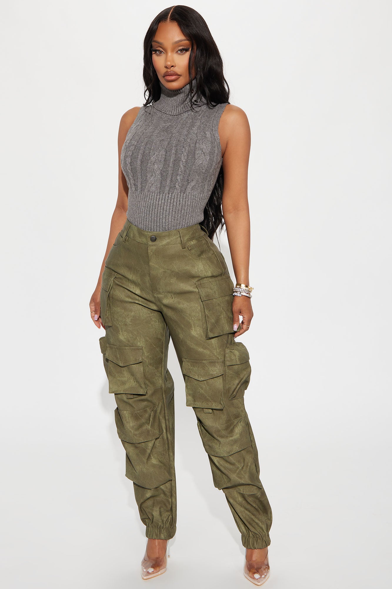 Harvey Washed Faux Leather Cargo Jogger