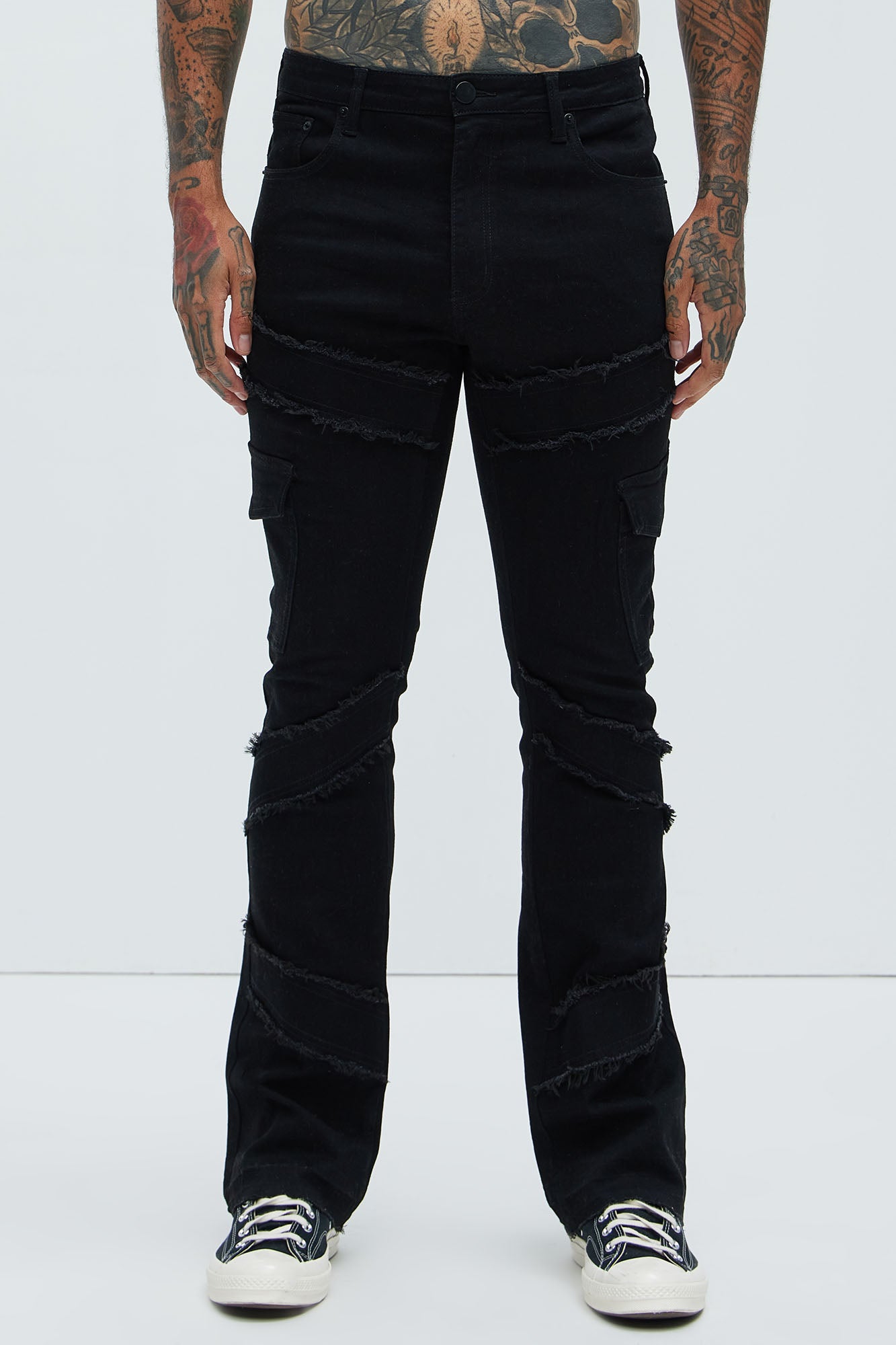Simi Fray Cargo Stacked Skinny Flare Jeans
