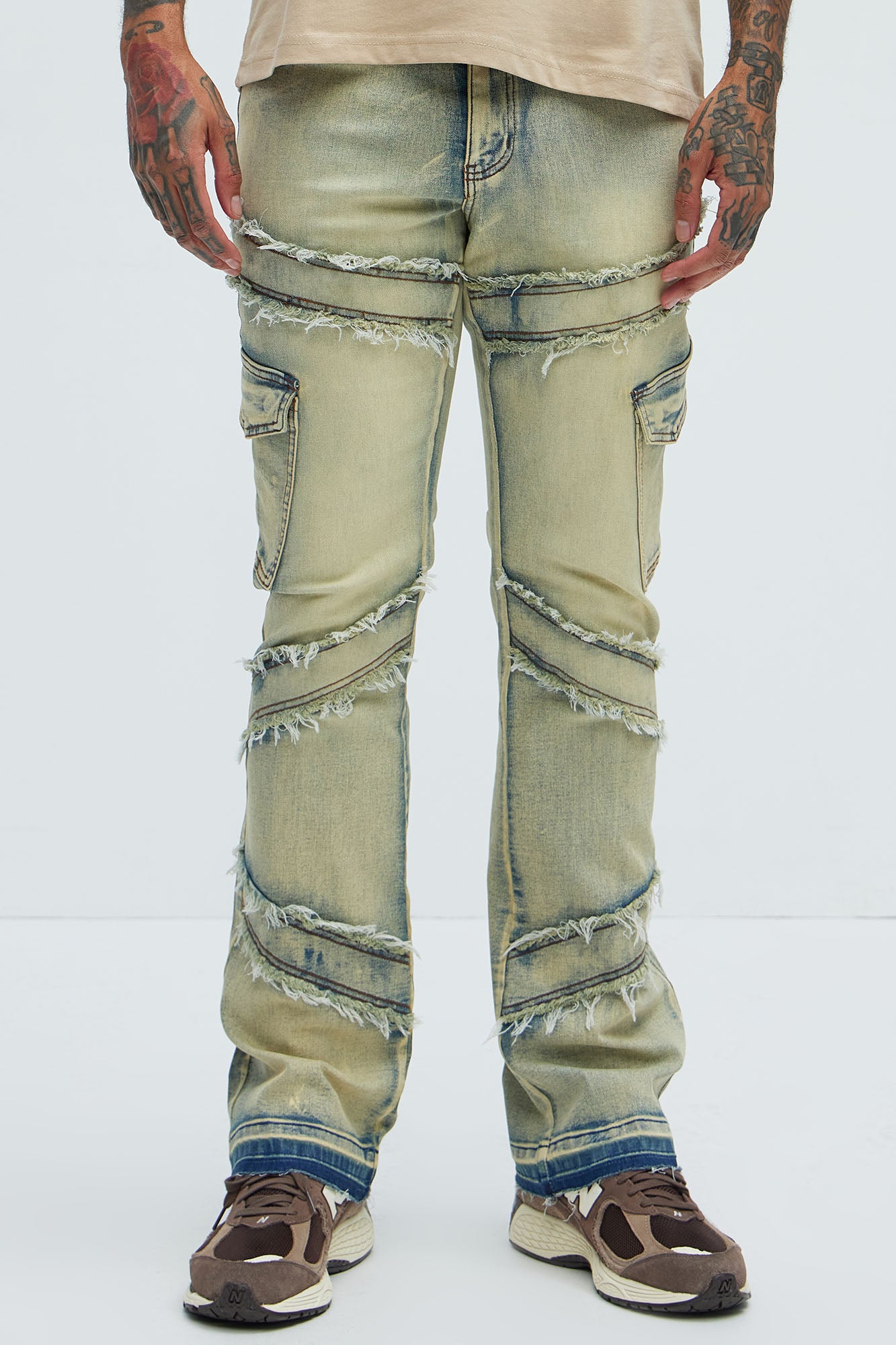 Simi Fray Cargo Stacked Skinny Flare Jeans