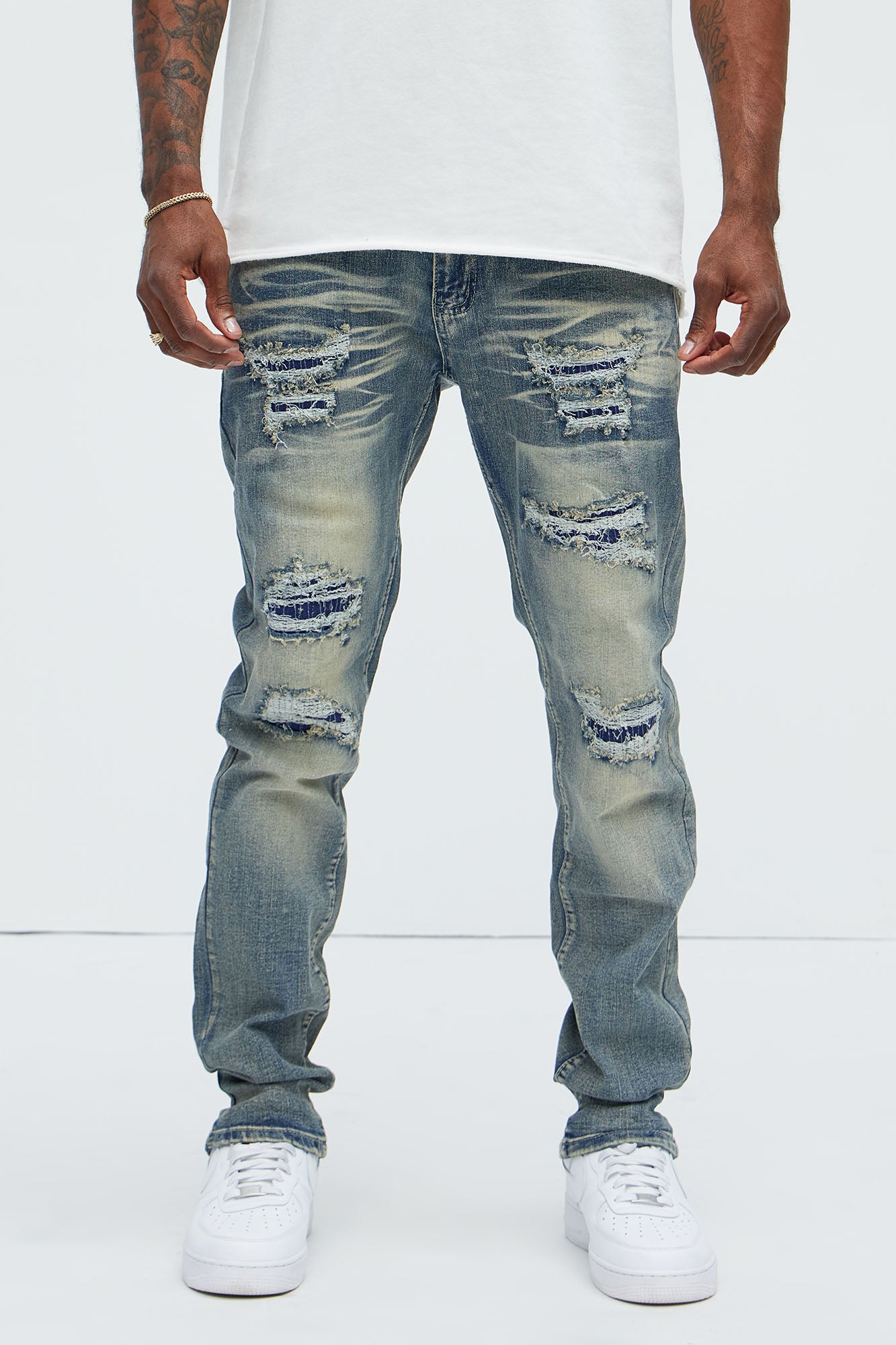 Come My Way Ripped Stacked Skinny Jeans