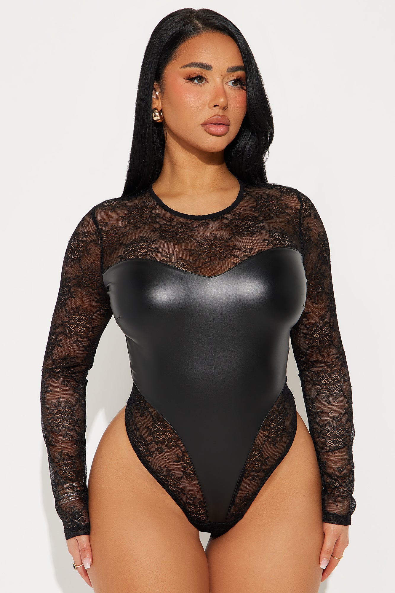 Never Second Choice Faux Leather Bodysuit