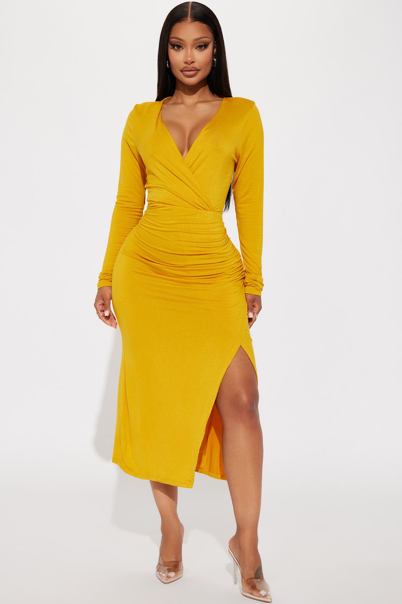 Claire Ruched Midi Dress