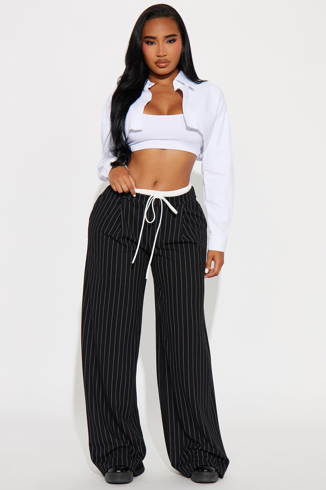 Klarisa Double Waistband Pinstripe Trouser