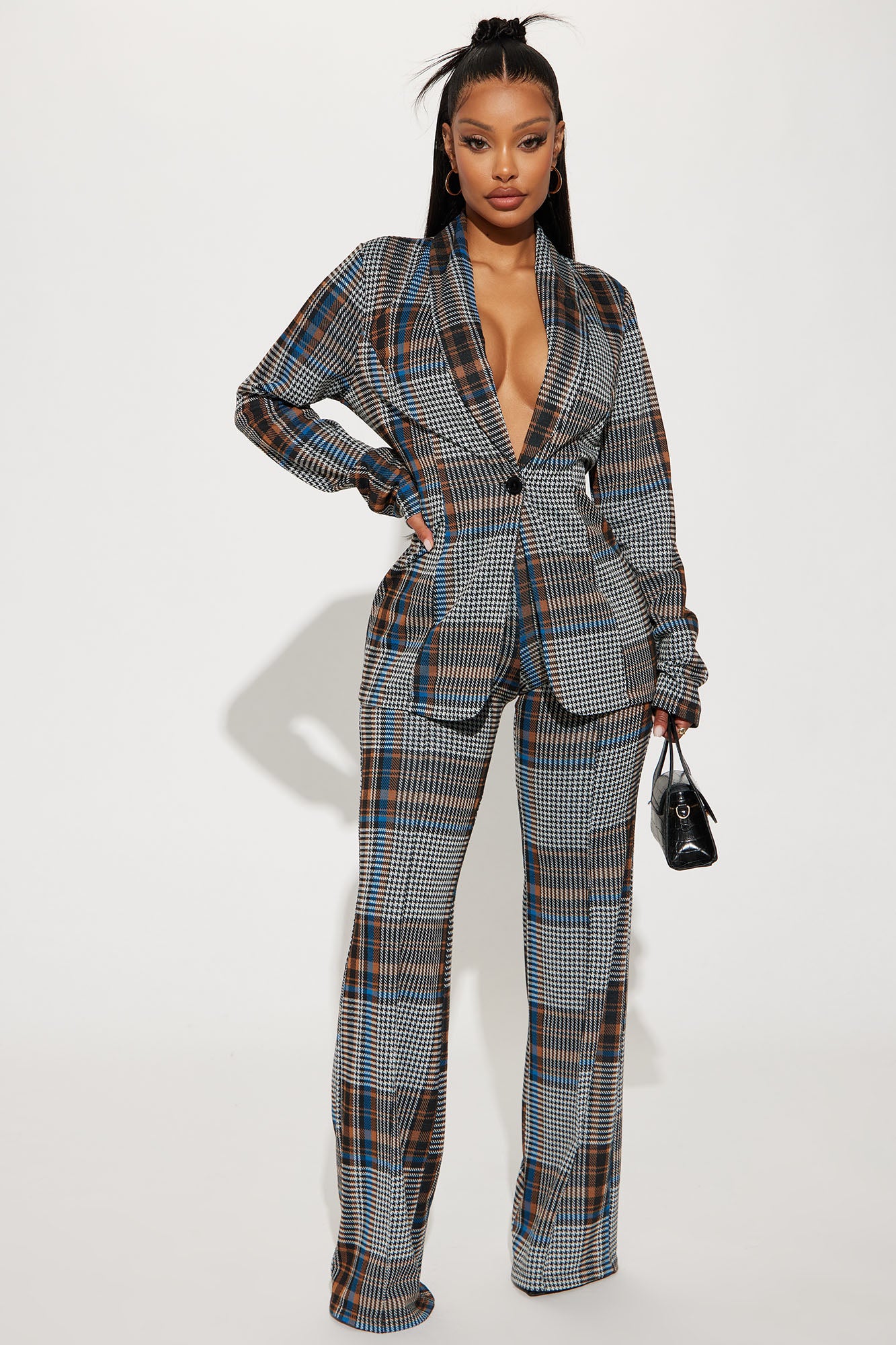 Business Time Plaid Blazer Pant Set