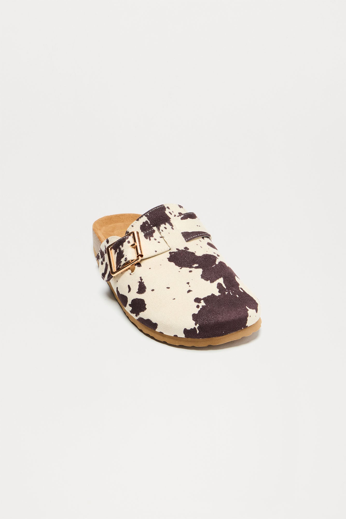Tevy Buckle Faux Suede Slides