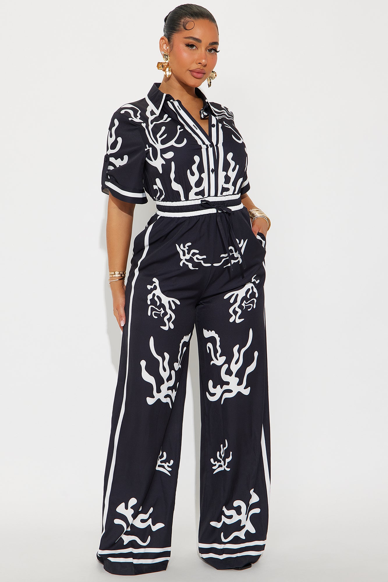 Picture This Wide Leg Satin Jumpsuit