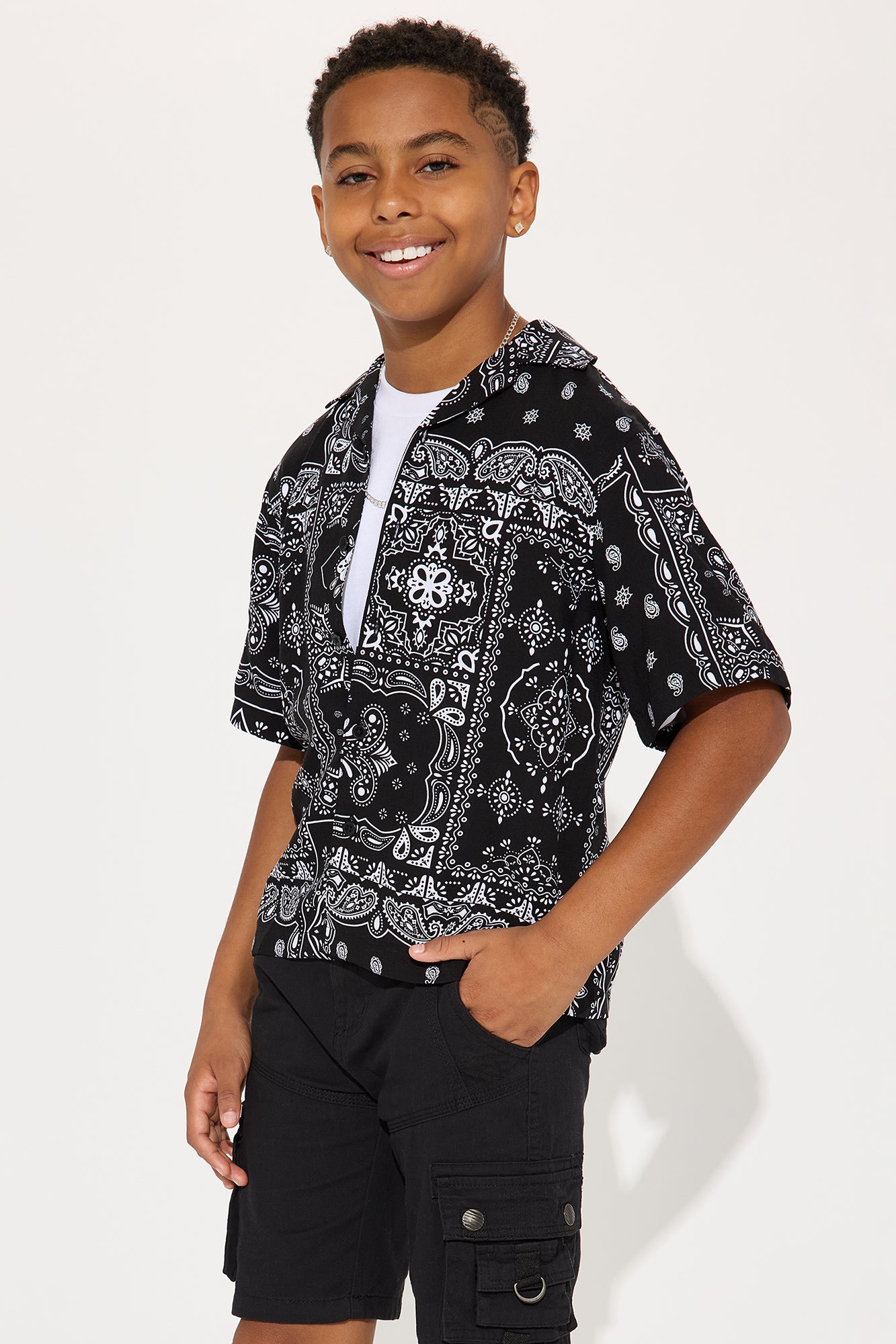 Mini Classic Paisley Short Sleeve Woven Top