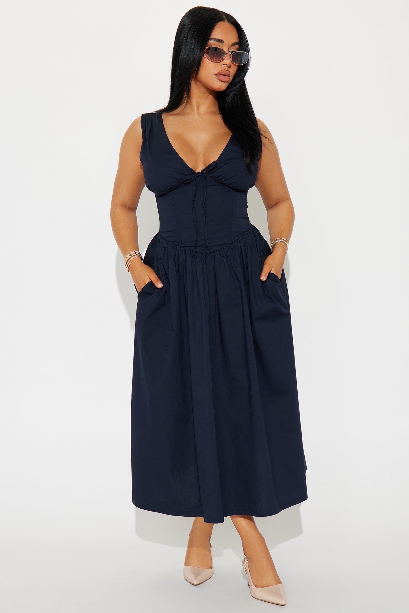 Georgina Stretch Poplin Midi Dress