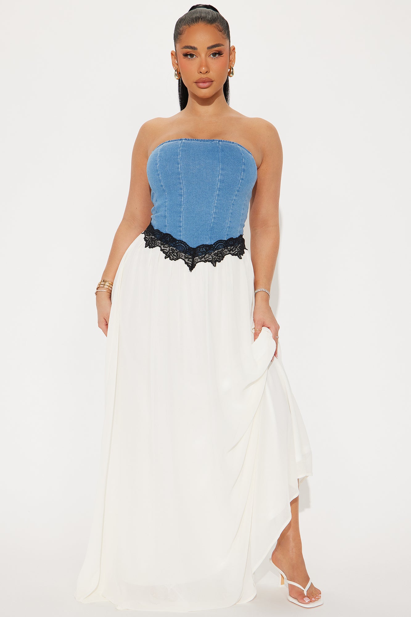 Natalie Denim Corset Maxi Dress