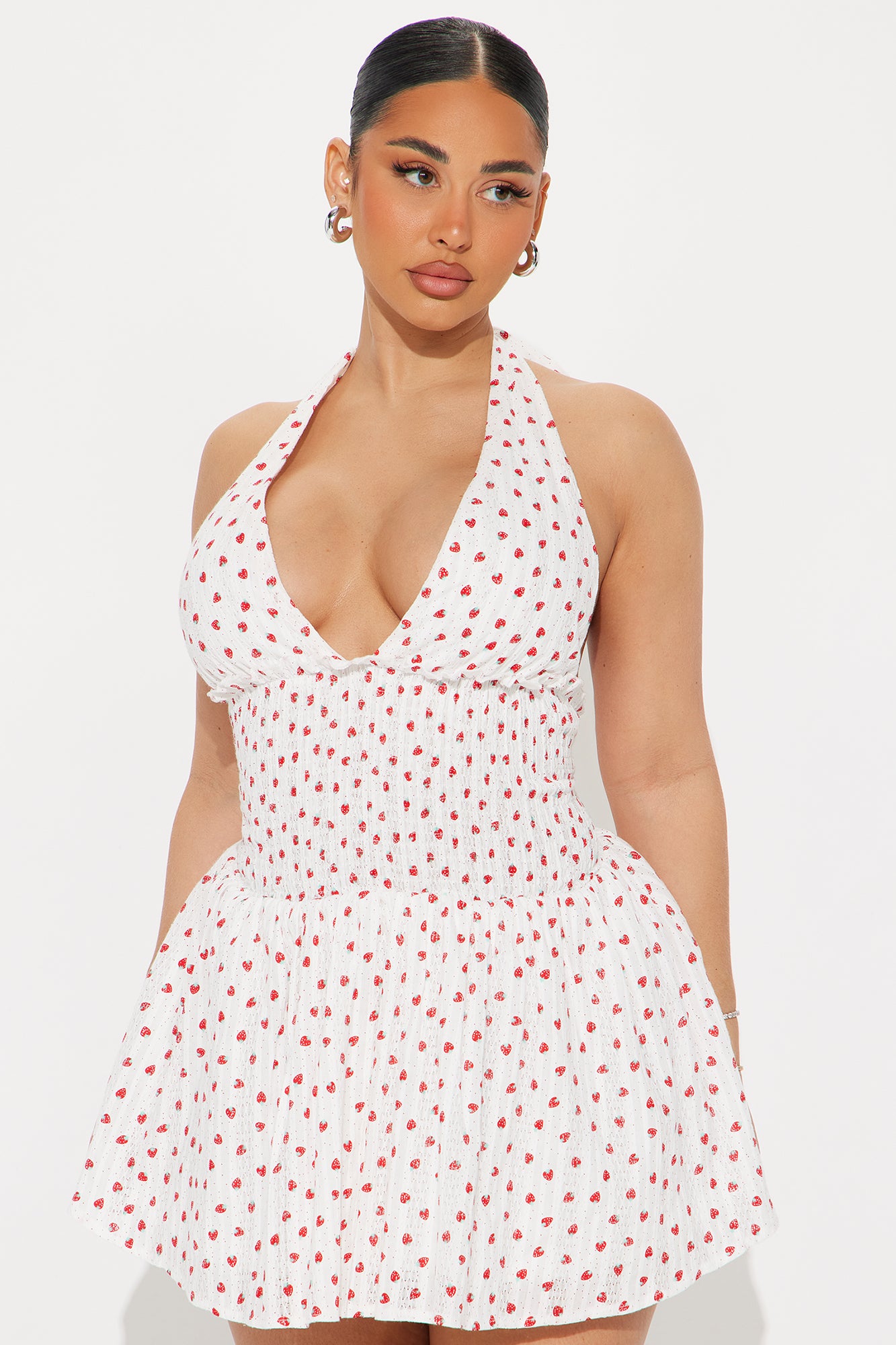 Strawberry Bliss Smocked Mini Dress