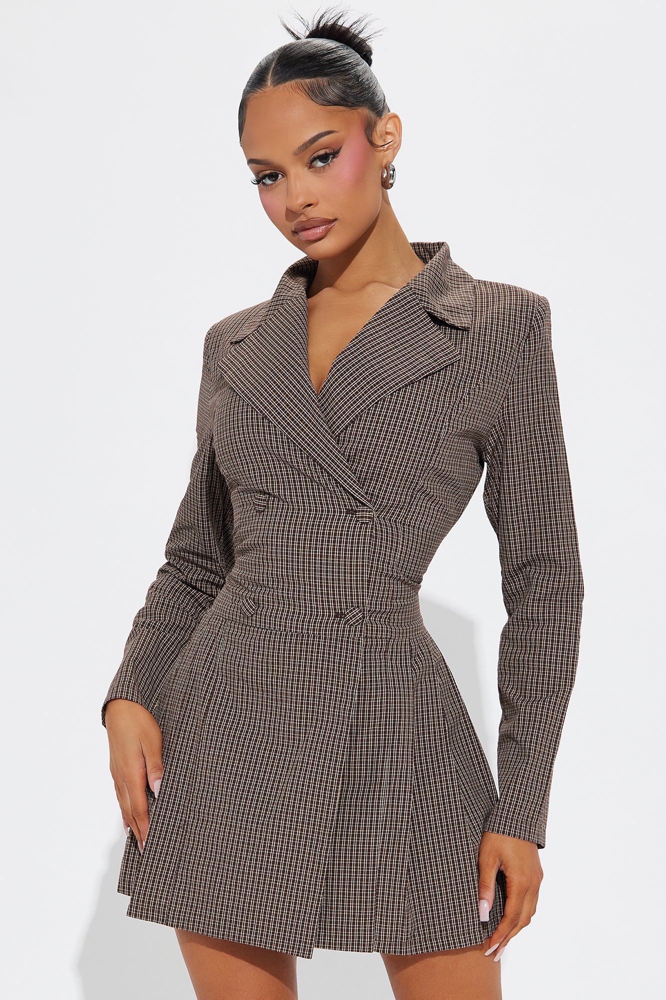 Its The Principle Plaid Blazer Mini Dress