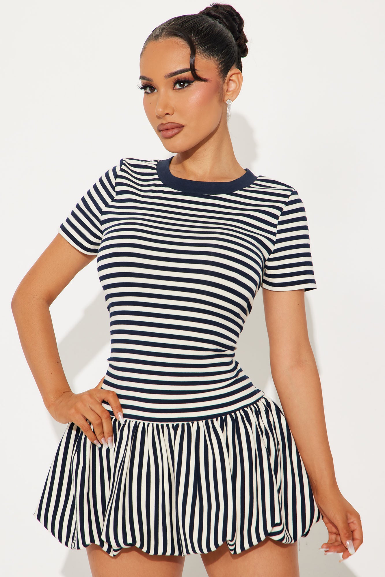 My Type Striped Bubble Mini Dress