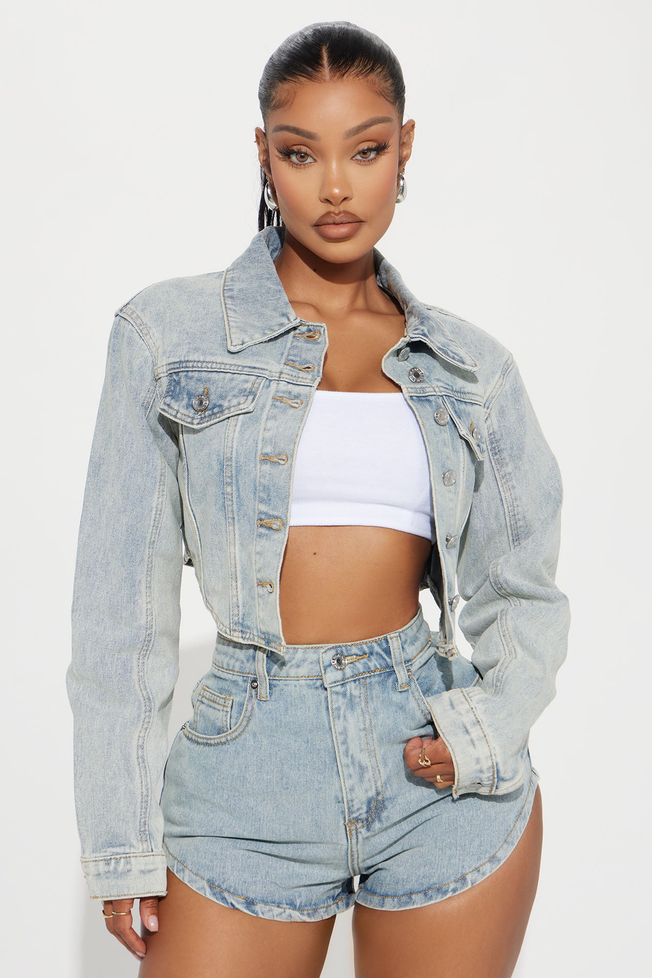 Can't Move On Cropped Denim Jacket
