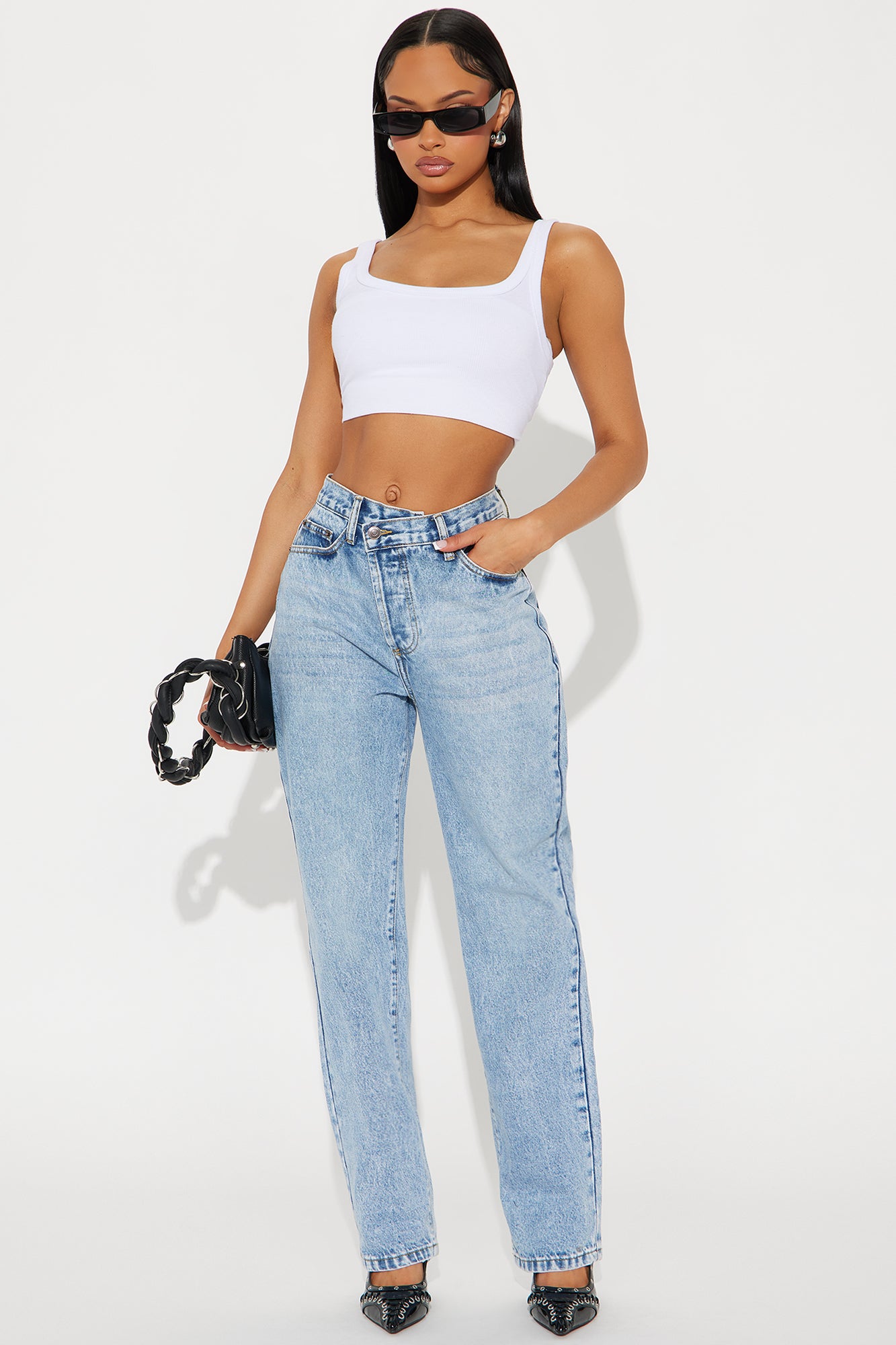 Criss Crossed Straight Leg Jeans