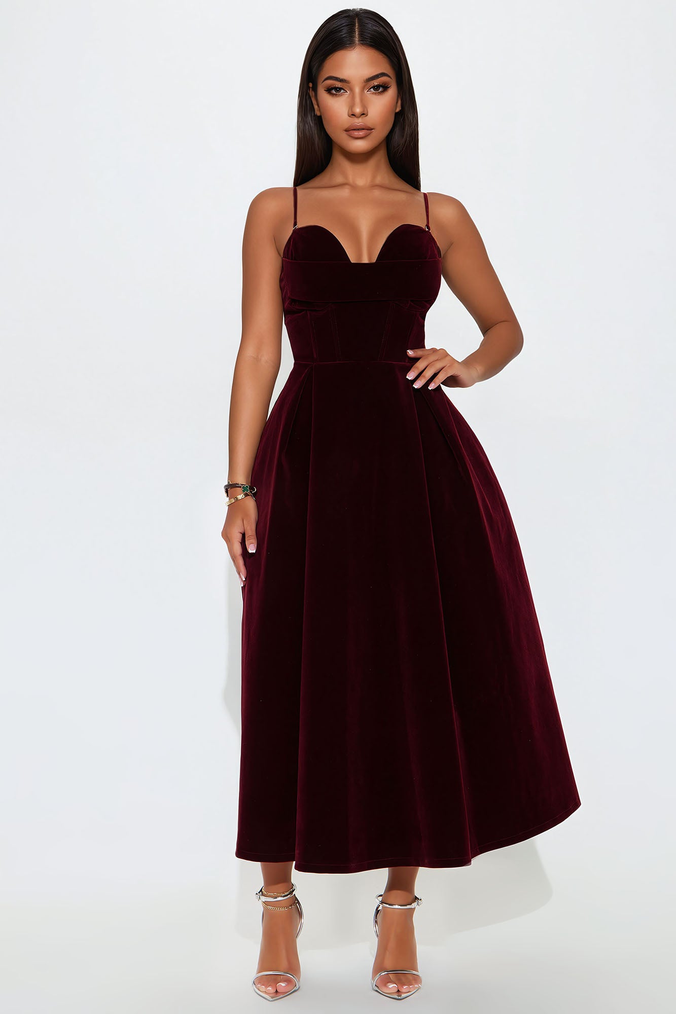 Head Over Heels Velvet Midi Dress