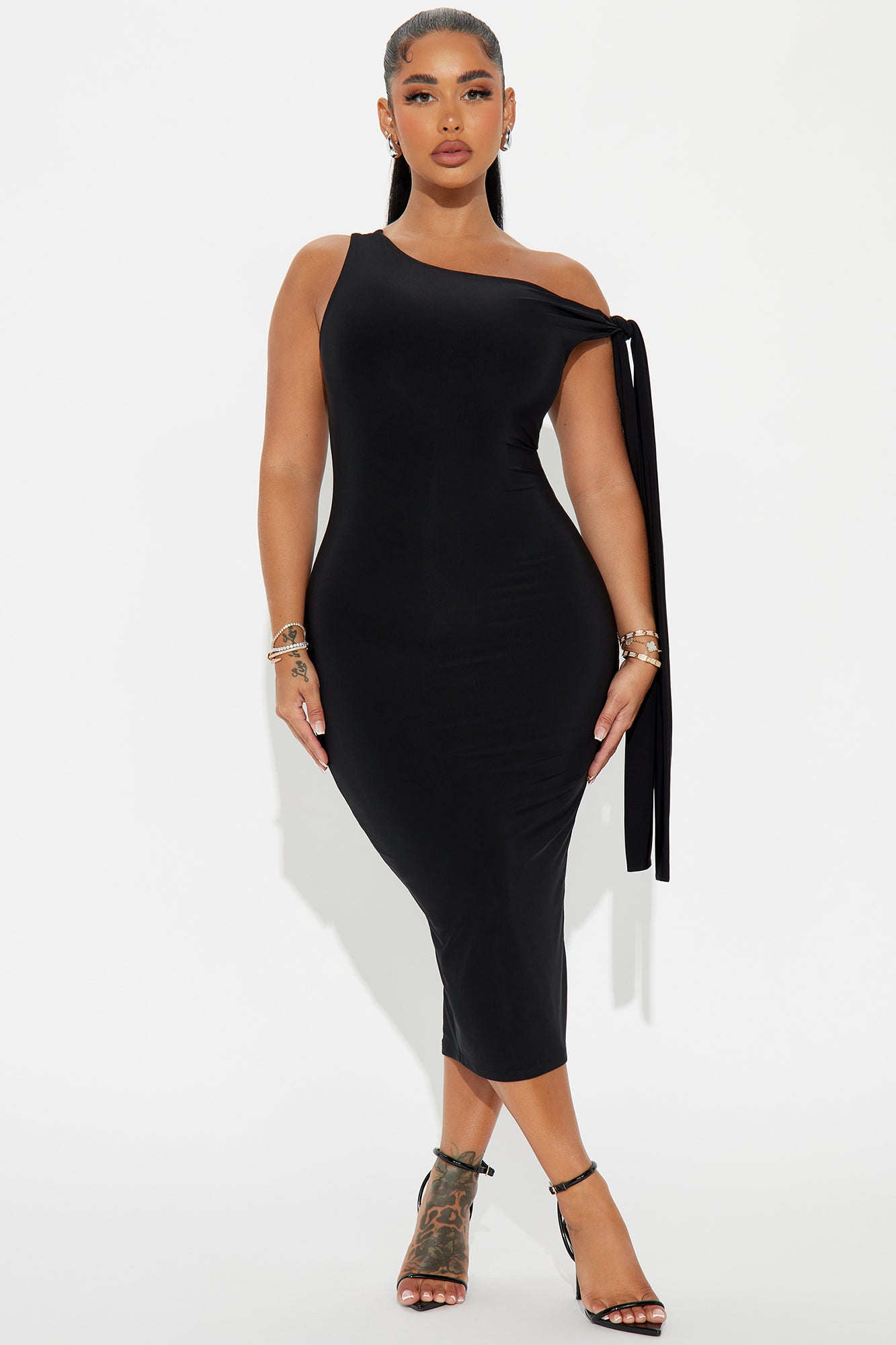 Olympia Twist One Shoulder Midi Dress
