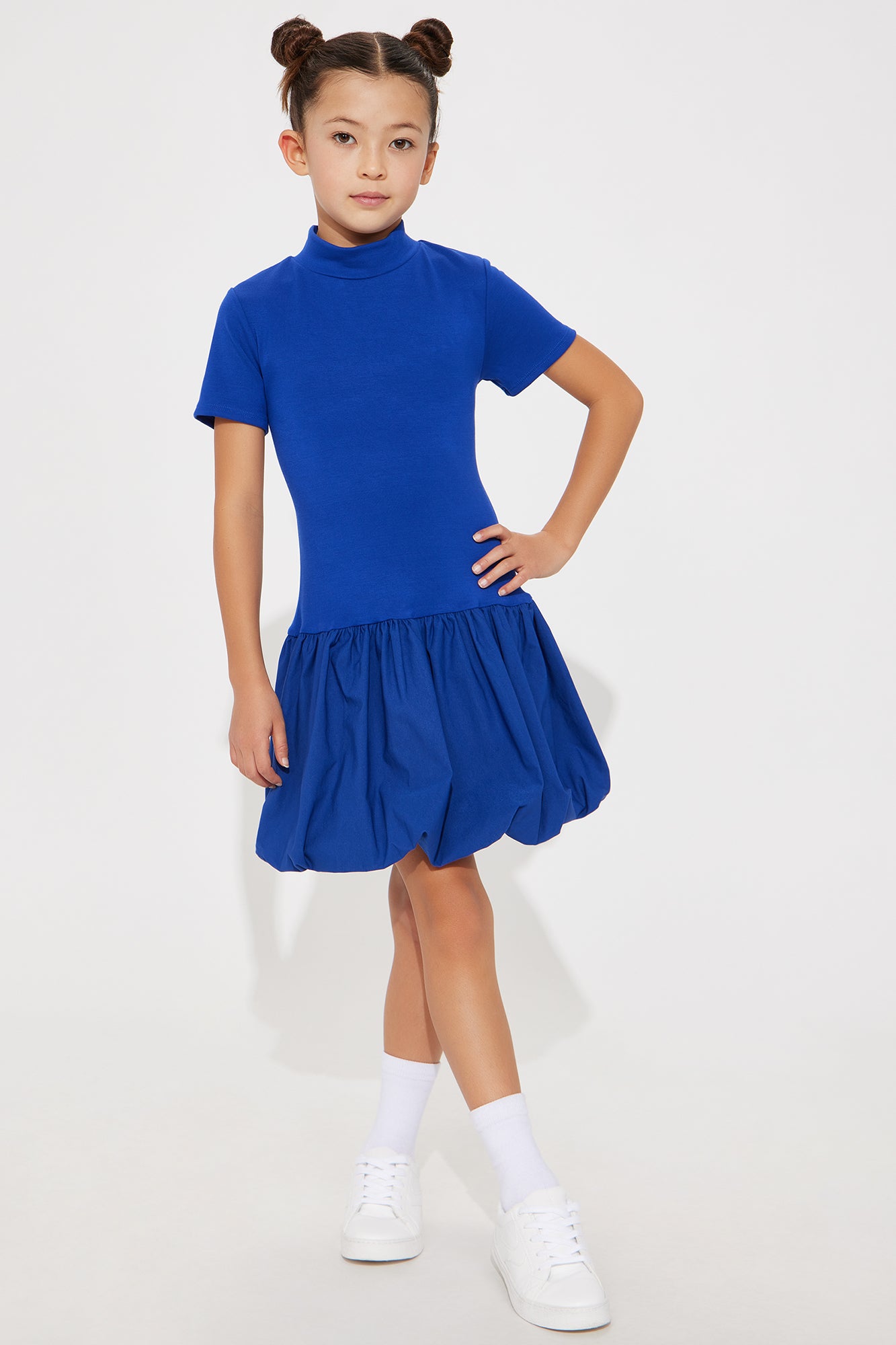 Mini Maxine Mock Neck Short Sleeve Bubble Dress