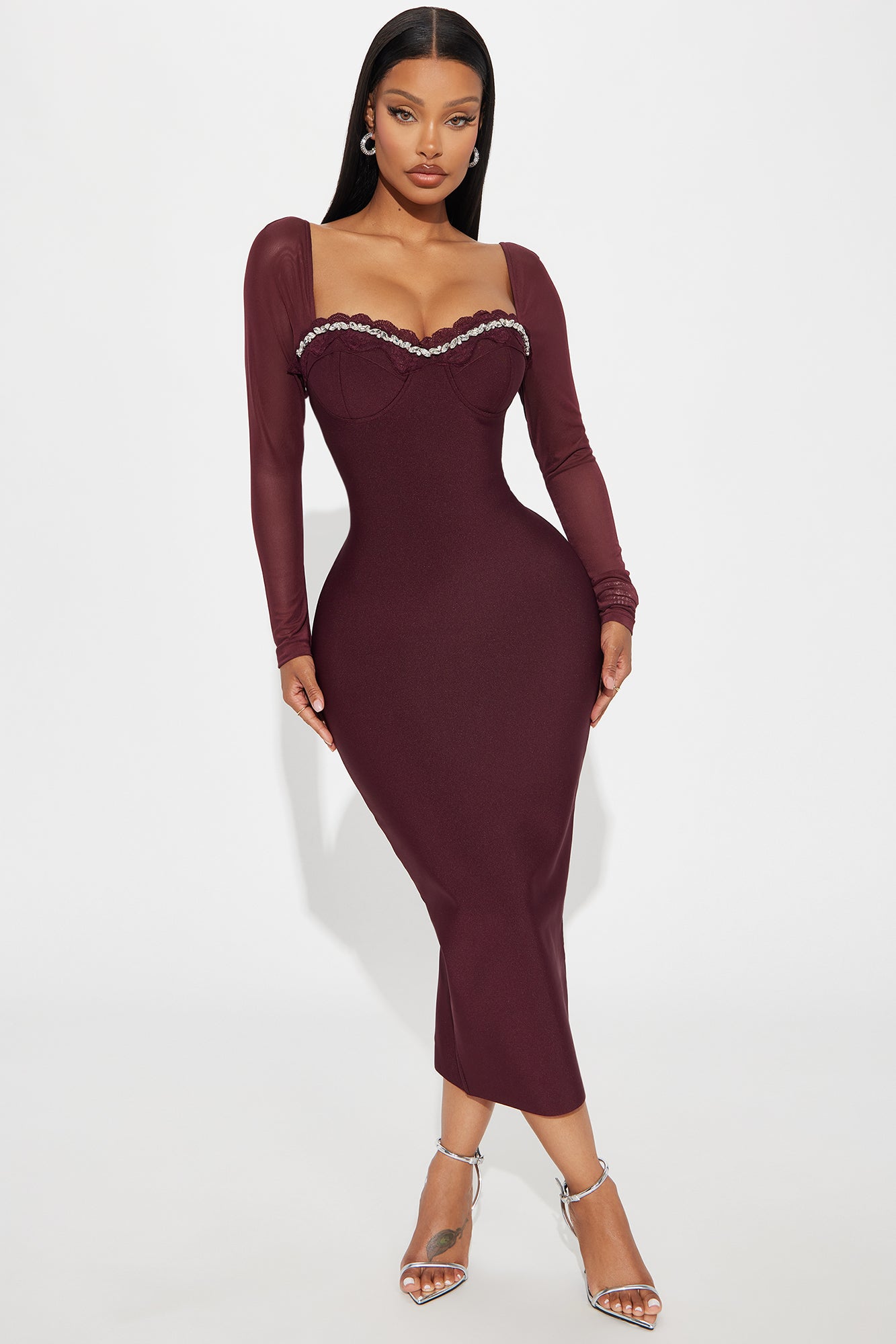 Raeya Rhinestone Bandage Midi Dress