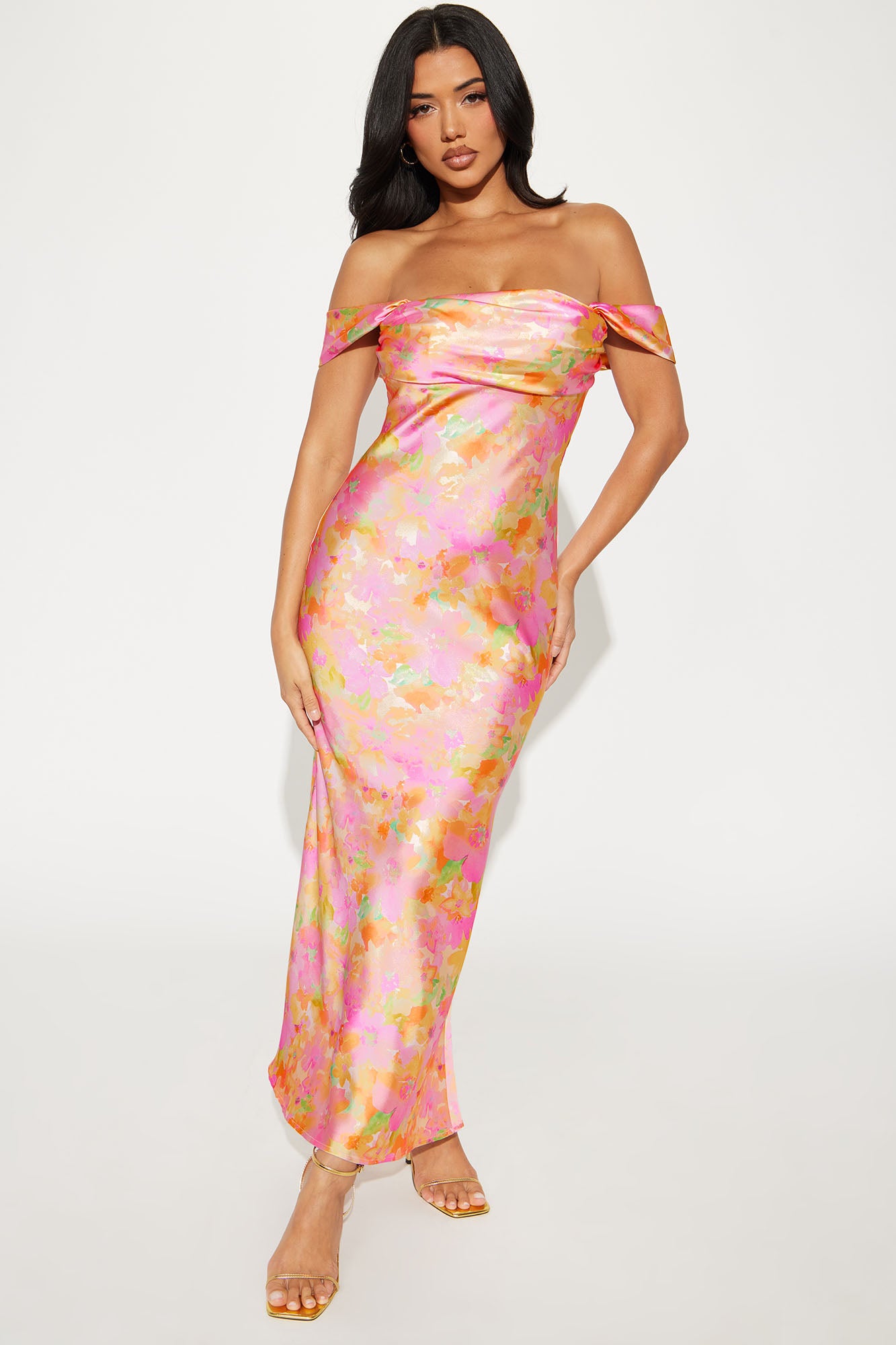 Cassidy Floral Satin Maxi Dress